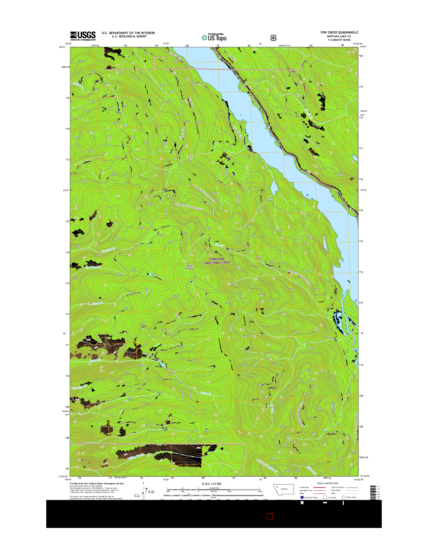 USGS US TOPO 7.5-MINUTE MAP FOR YEW CREEK, MT 2017