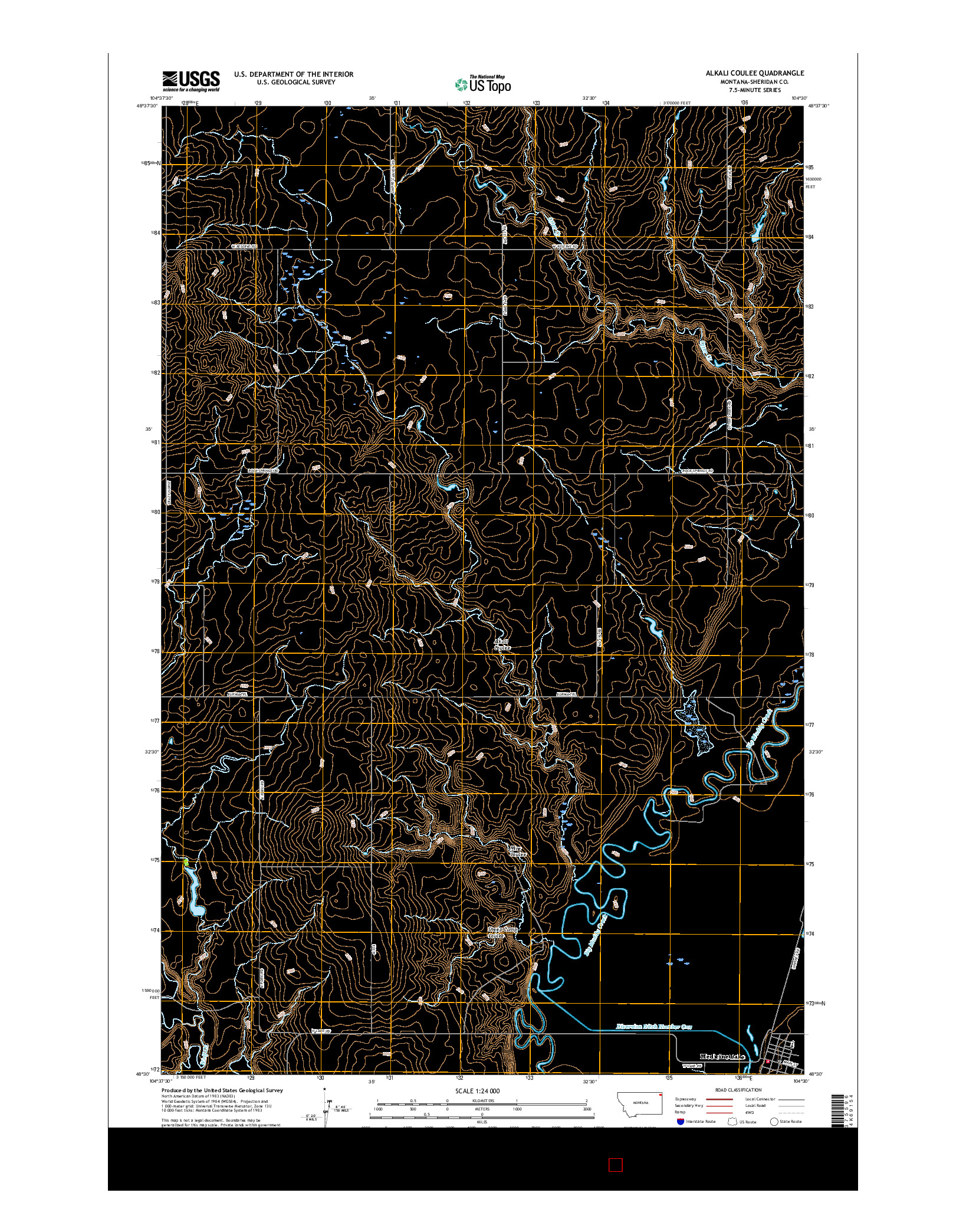 USGS US TOPO 7.5-MINUTE MAP FOR ALKALI COULEE, MT 2017