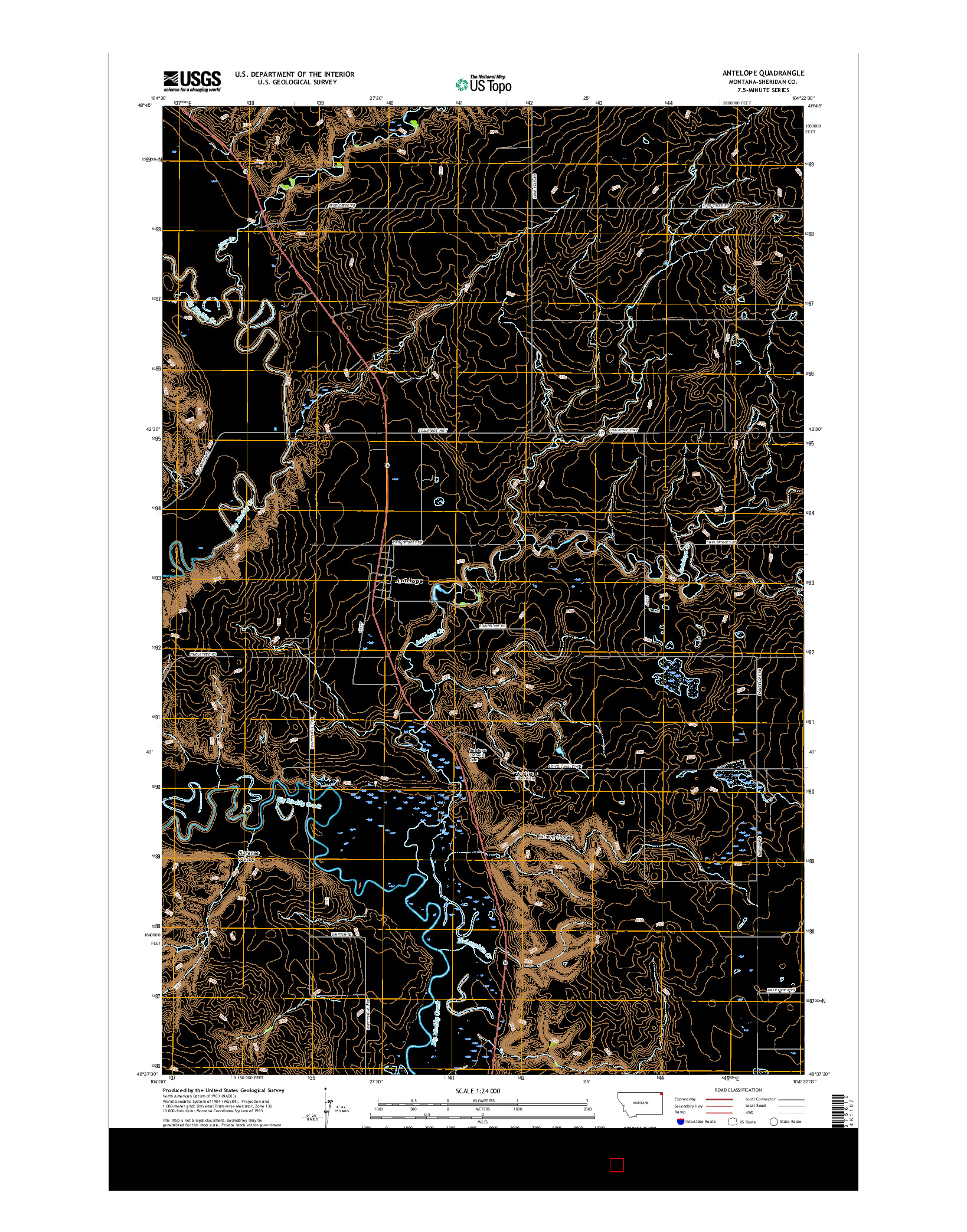 USGS US TOPO 7.5-MINUTE MAP FOR ANTELOPE, MT 2017