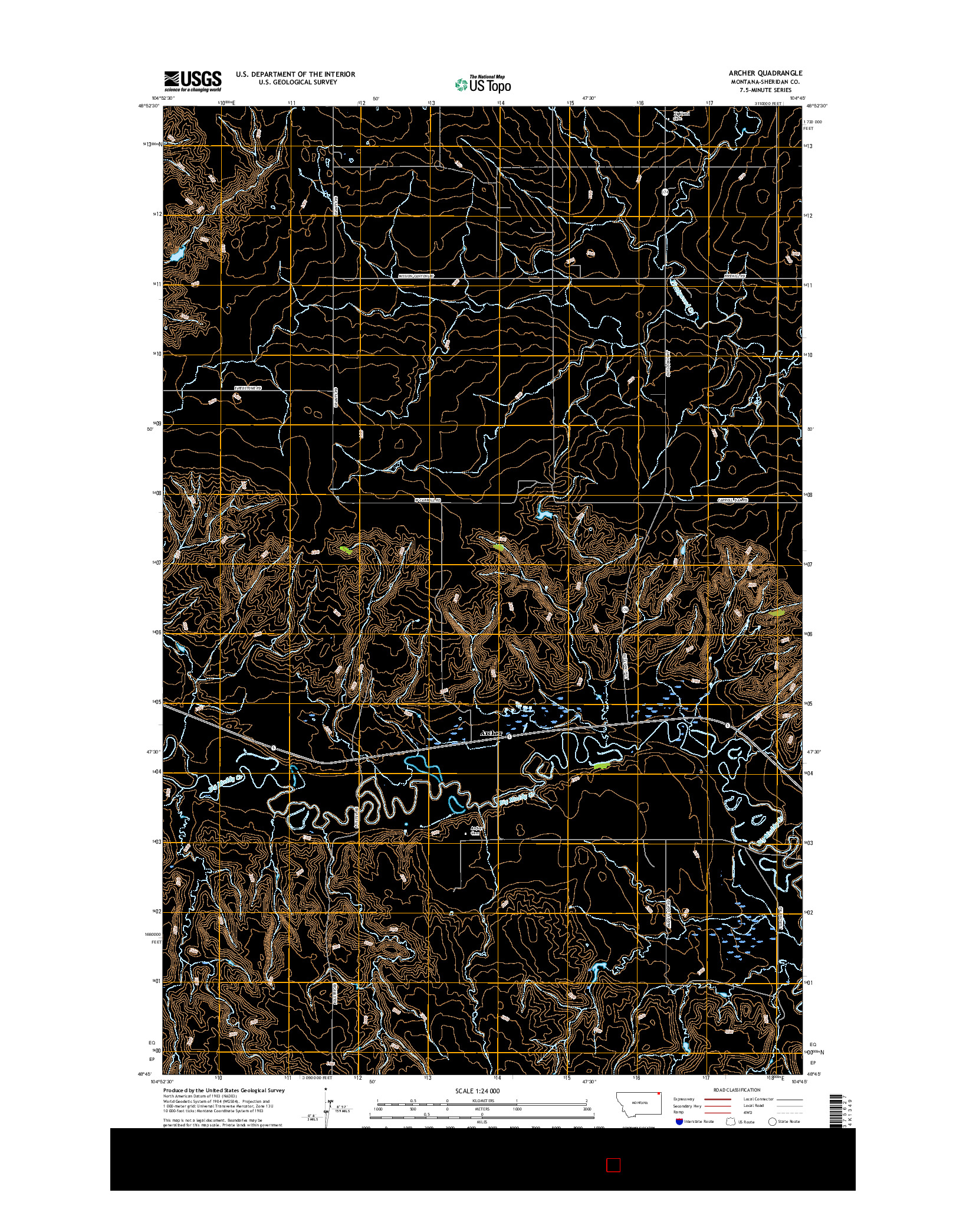 USGS US TOPO 7.5-MINUTE MAP FOR ARCHER, MT 2017