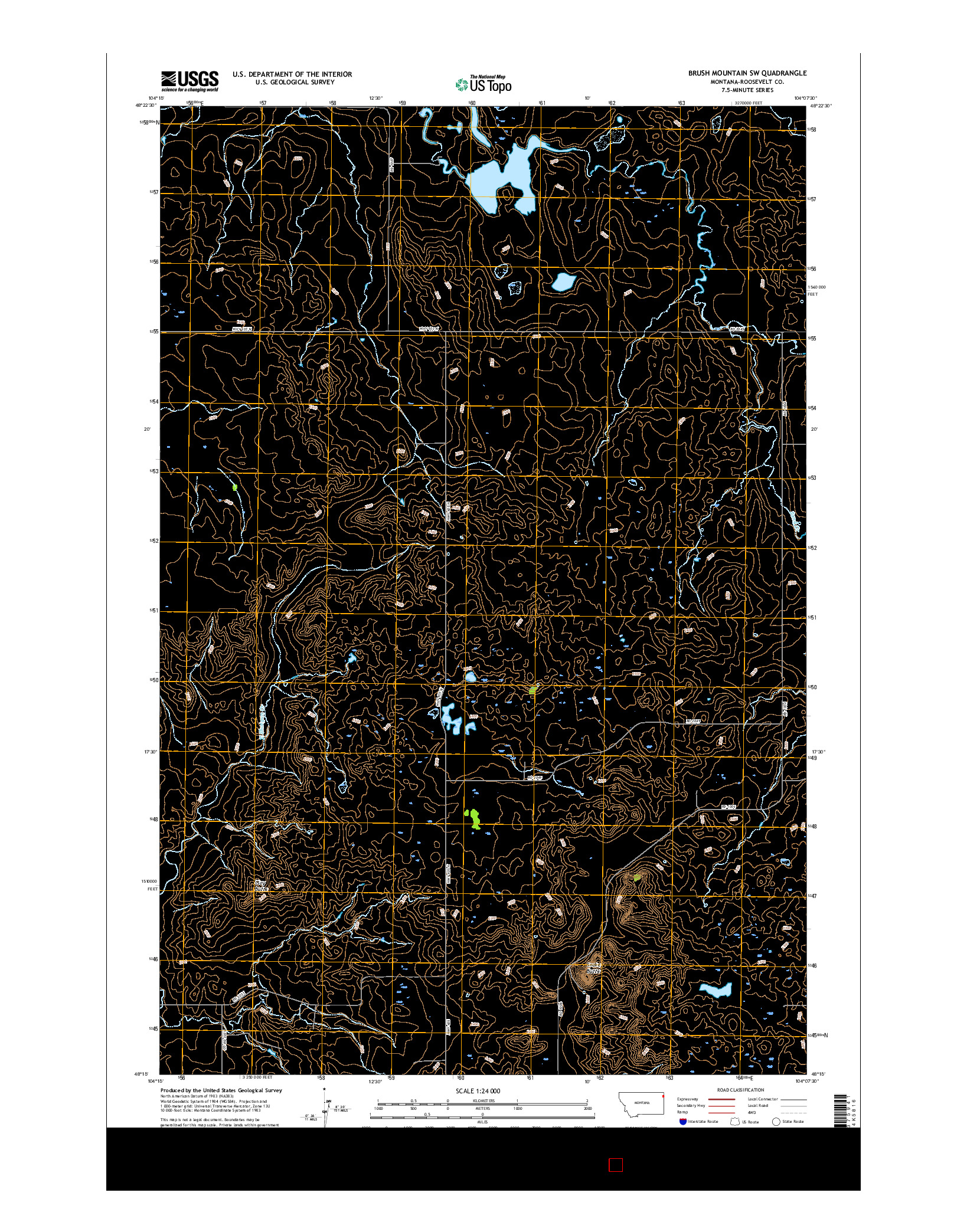 USGS US TOPO 7.5-MINUTE MAP FOR BRUSH MOUNTAIN SW, MT 2017