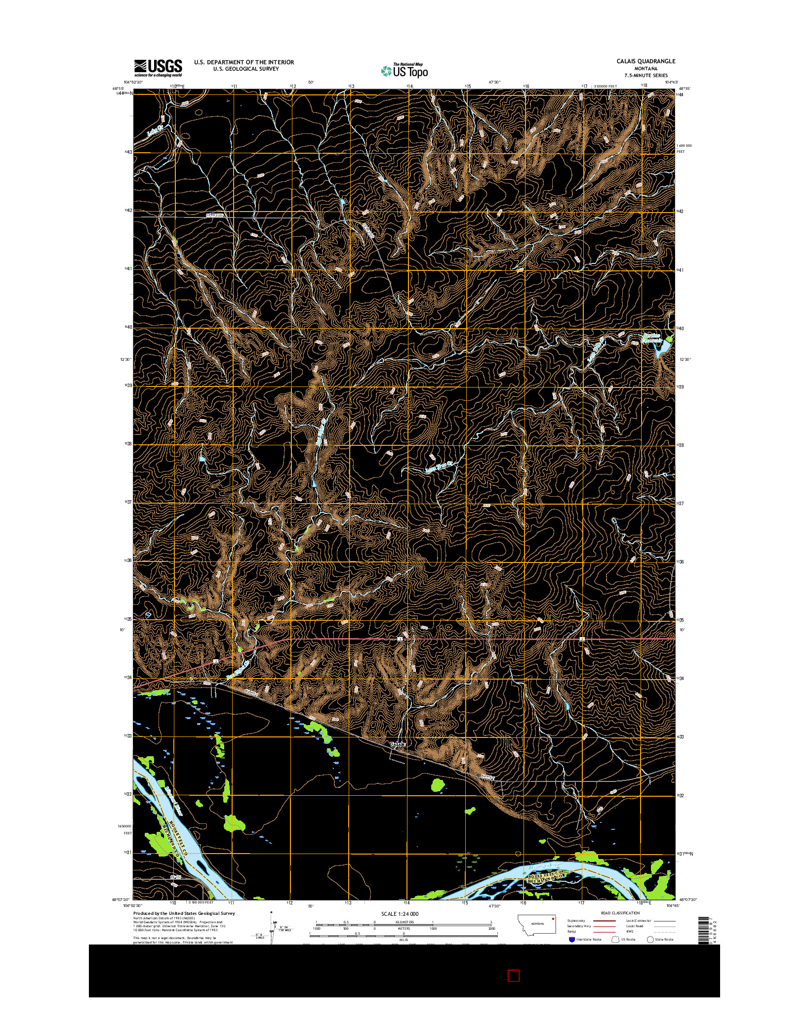 USGS US TOPO 7.5-MINUTE MAP FOR CALAIS, MT 2017