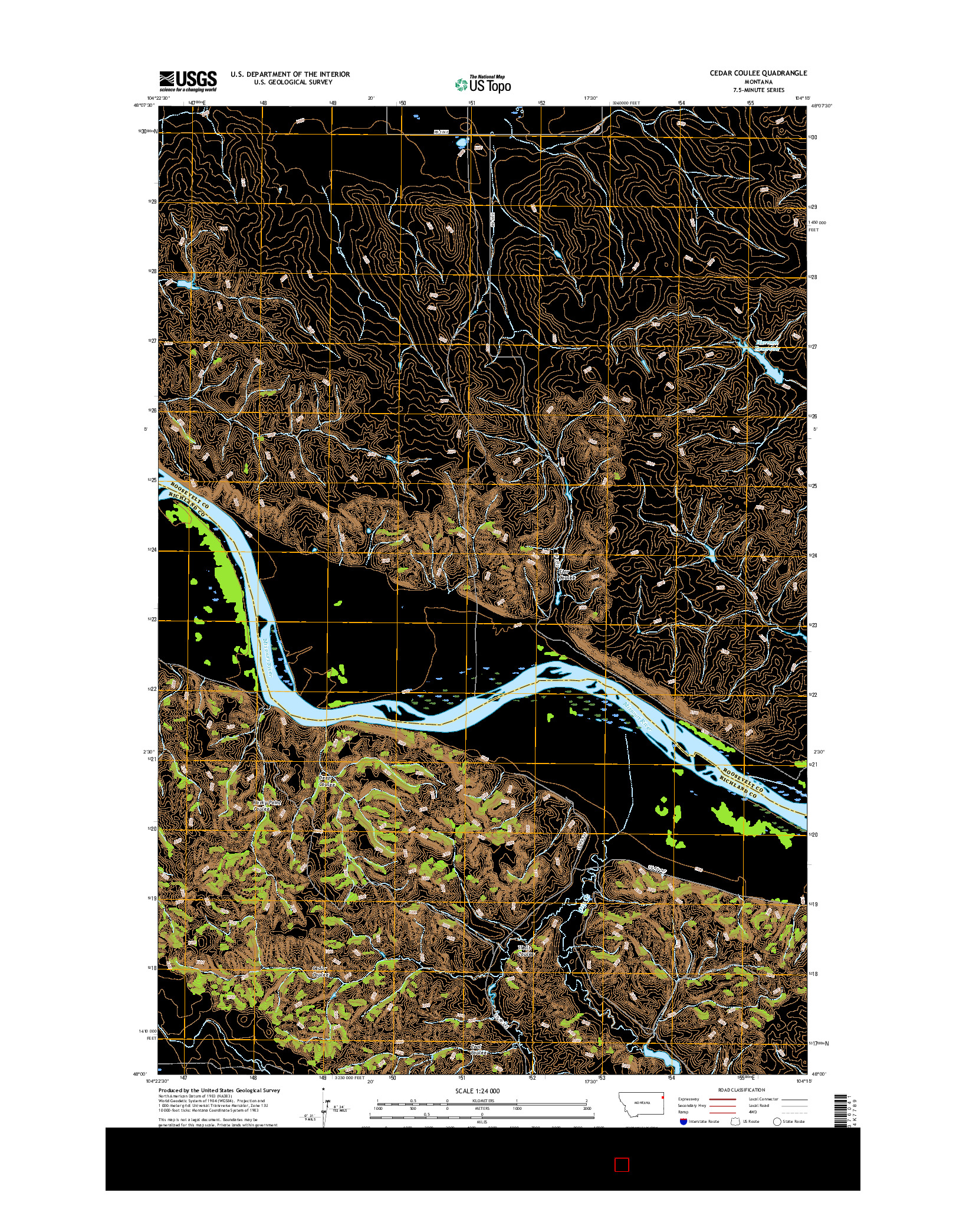 USGS US TOPO 7.5-MINUTE MAP FOR CEDAR COULEE, MT 2017