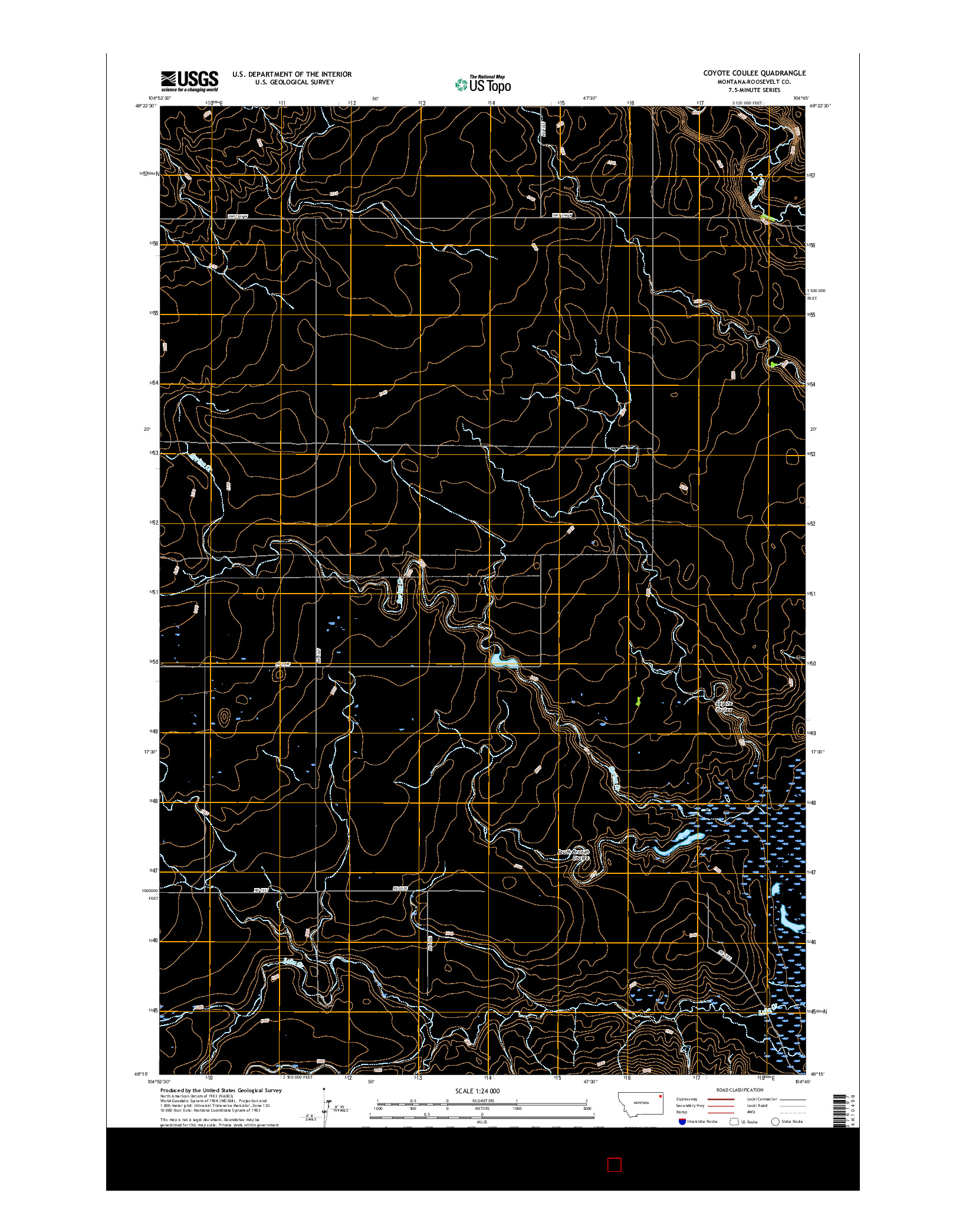 USGS US TOPO 7.5-MINUTE MAP FOR COYOTE COULEE, MT 2017