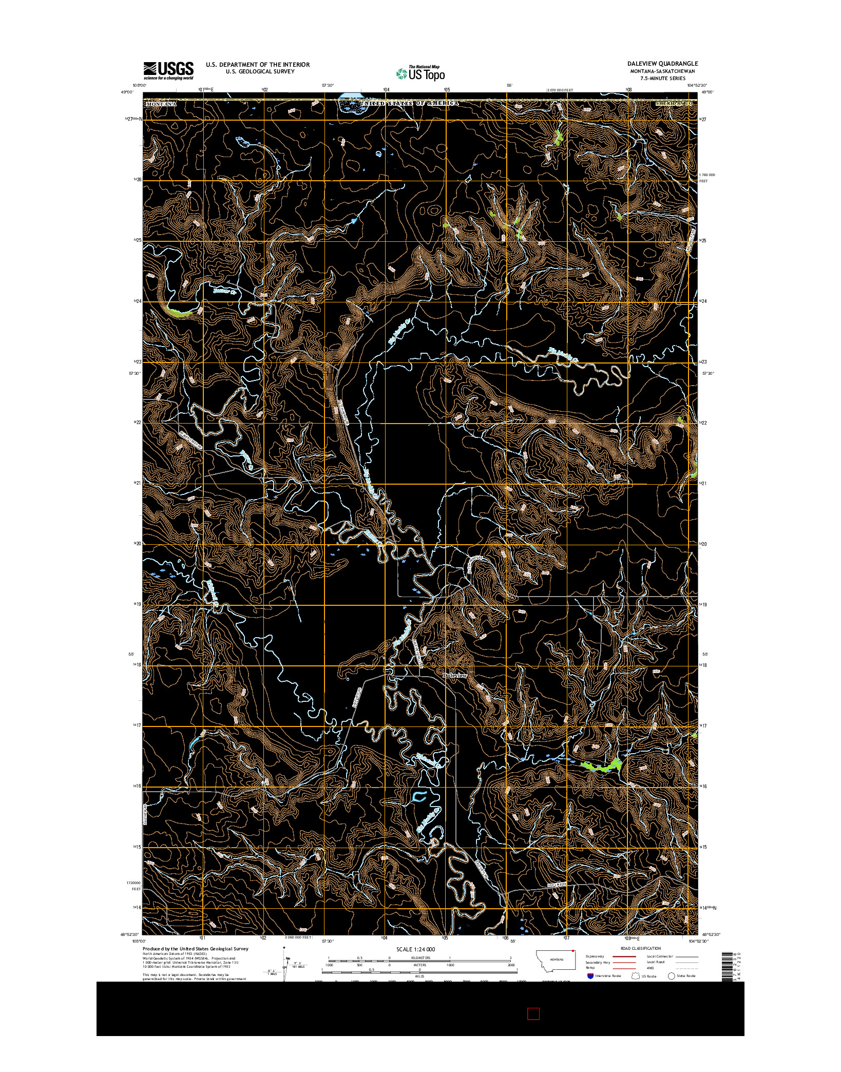 USGS US TOPO 7.5-MINUTE MAP FOR DALEVIEW, MT-SK 2017