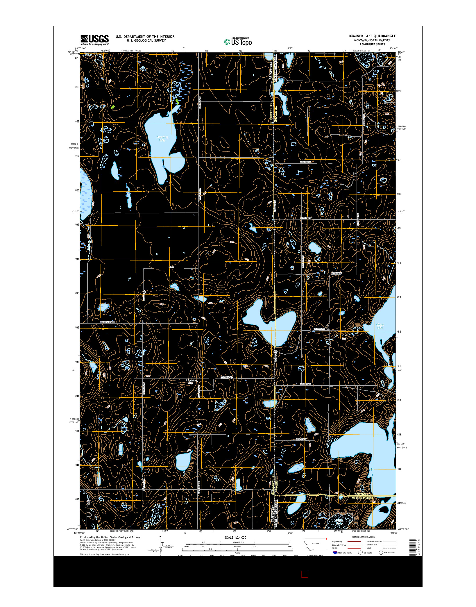 USGS US TOPO 7.5-MINUTE MAP FOR DOMINEK LAKE, MT-ND 2017