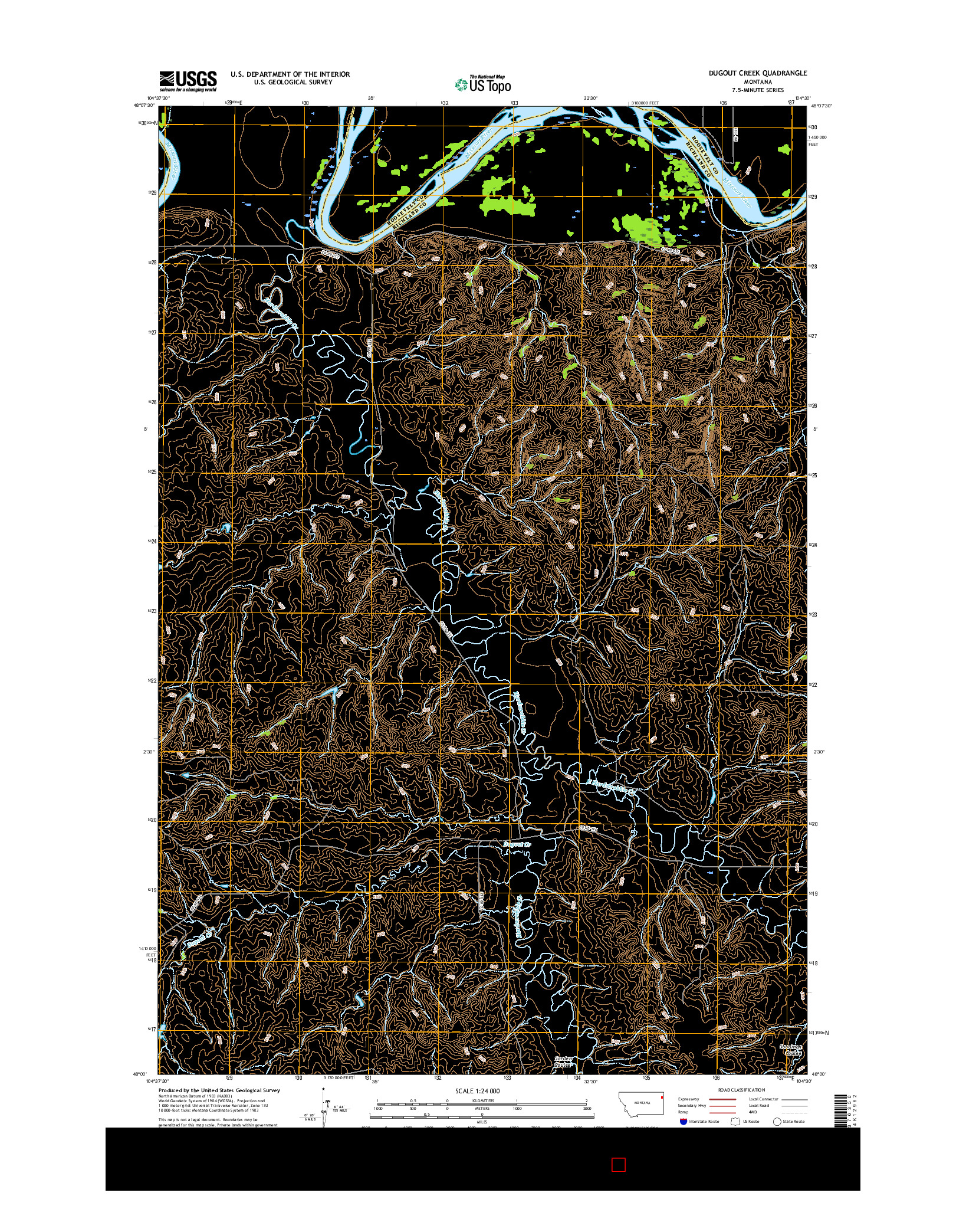 USGS US TOPO 7.5-MINUTE MAP FOR DUGOUT CREEK, MT 2017