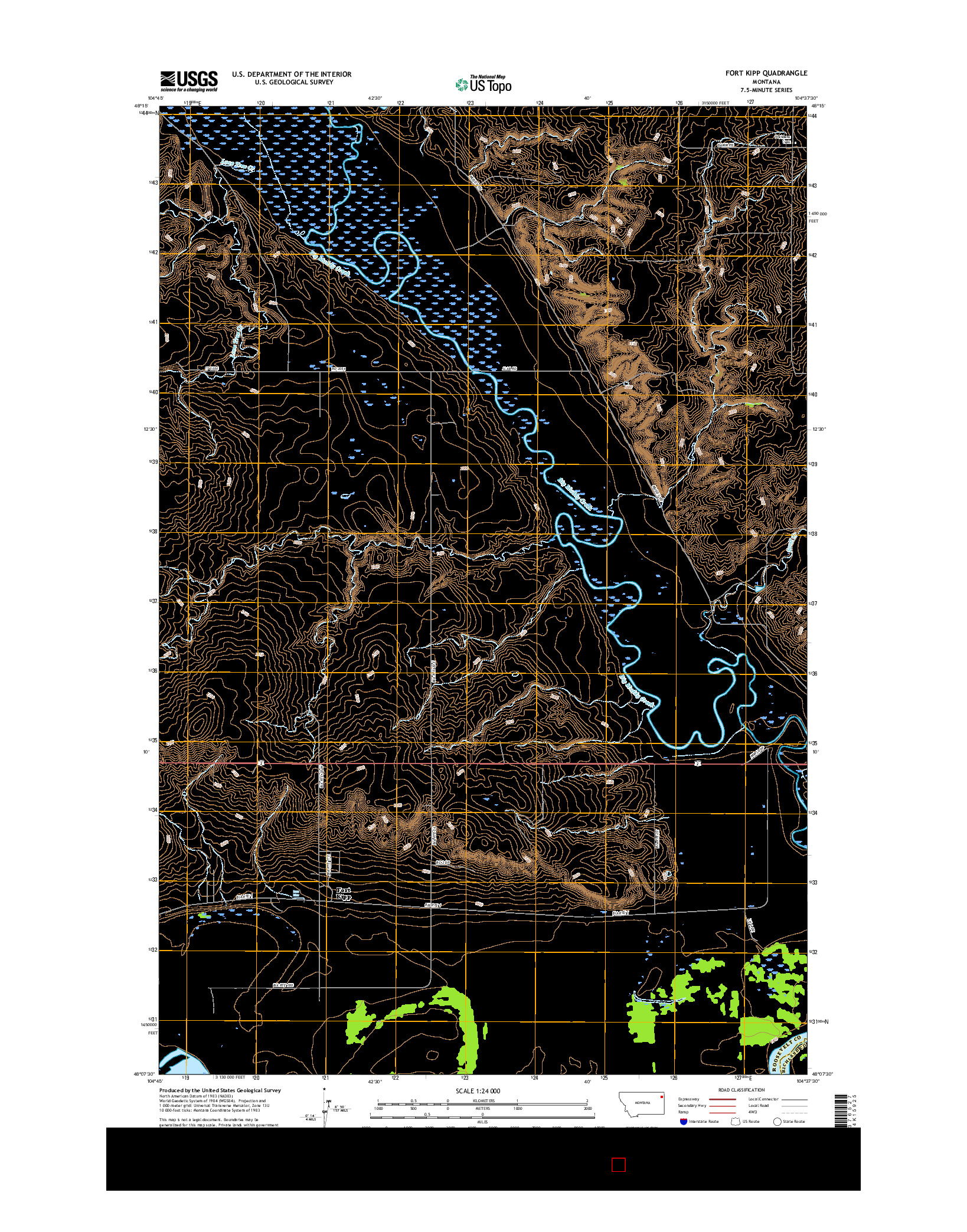 USGS US TOPO 7.5-MINUTE MAP FOR FORT KIPP, MT 2017