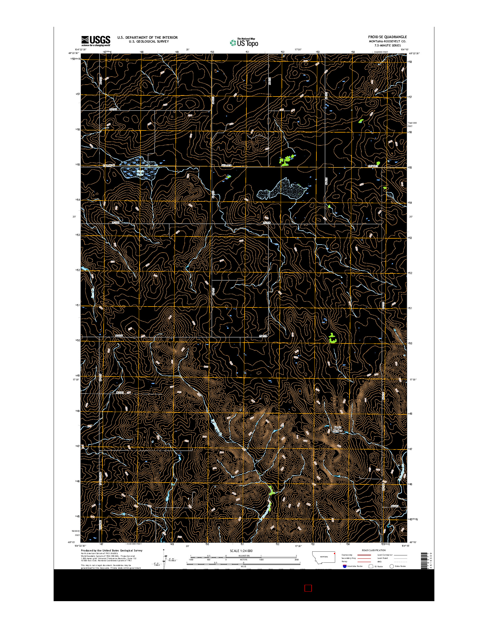 USGS US TOPO 7.5-MINUTE MAP FOR FROID SE, MT 2017