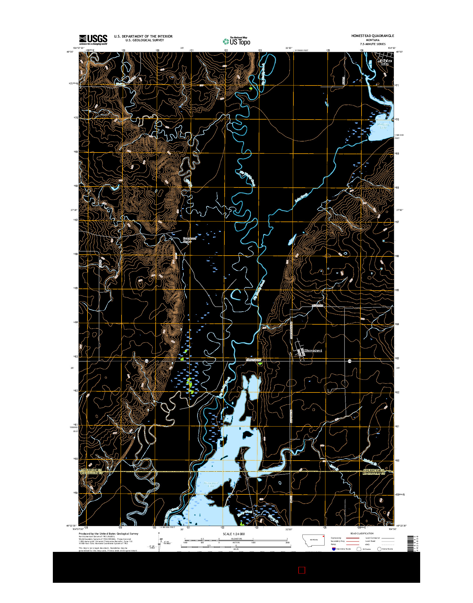 USGS US TOPO 7.5-MINUTE MAP FOR HOMESTEAD, MT 2017