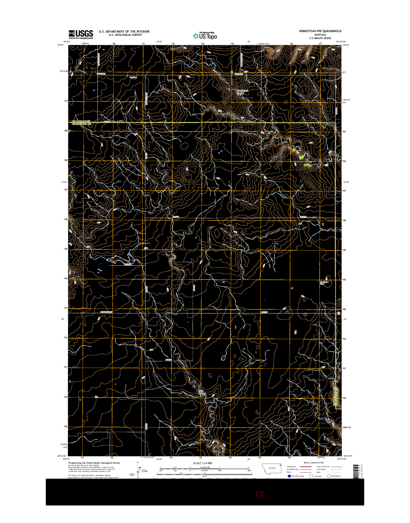 USGS US TOPO 7.5-MINUTE MAP FOR HOMESTEAD NW, MT 2017