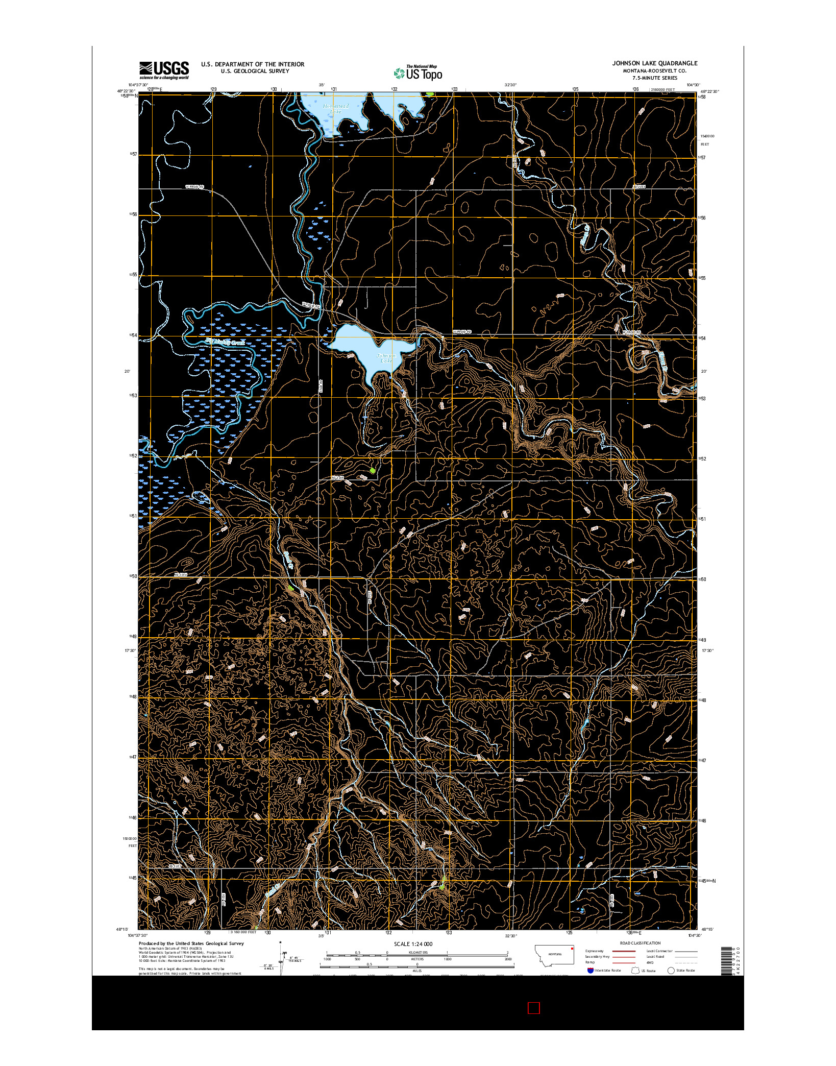 USGS US TOPO 7.5-MINUTE MAP FOR JOHNSON LAKE, MT 2017