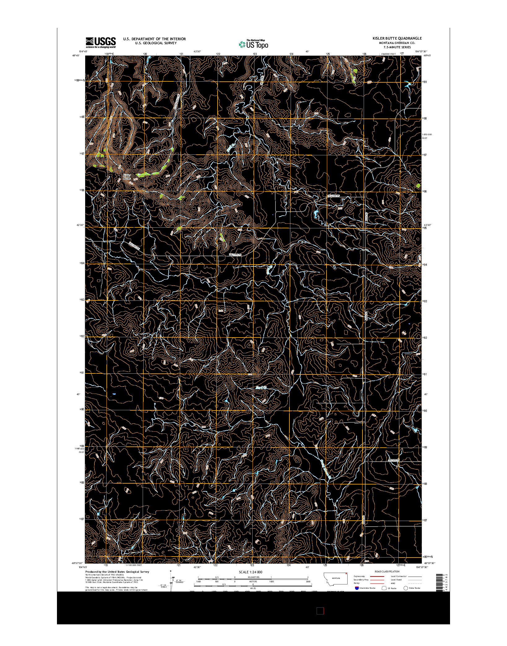 USGS US TOPO 7.5-MINUTE MAP FOR KISLER BUTTE, MT 2017