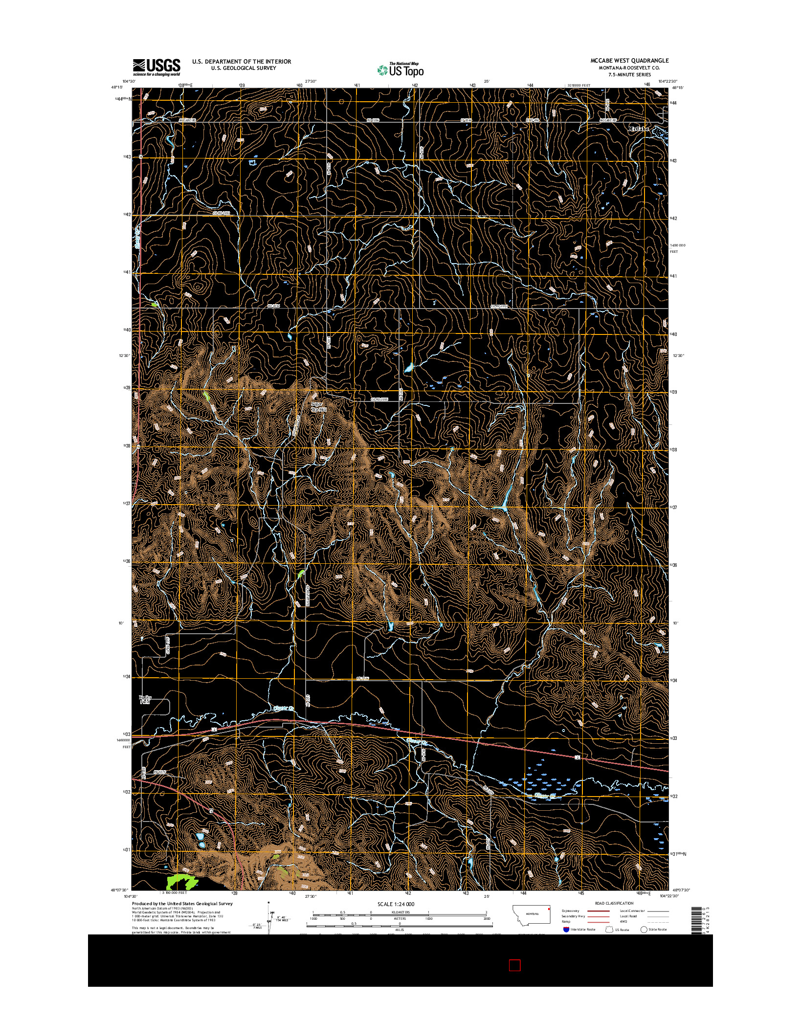 USGS US TOPO 7.5-MINUTE MAP FOR MCCABE WEST, MT 2017