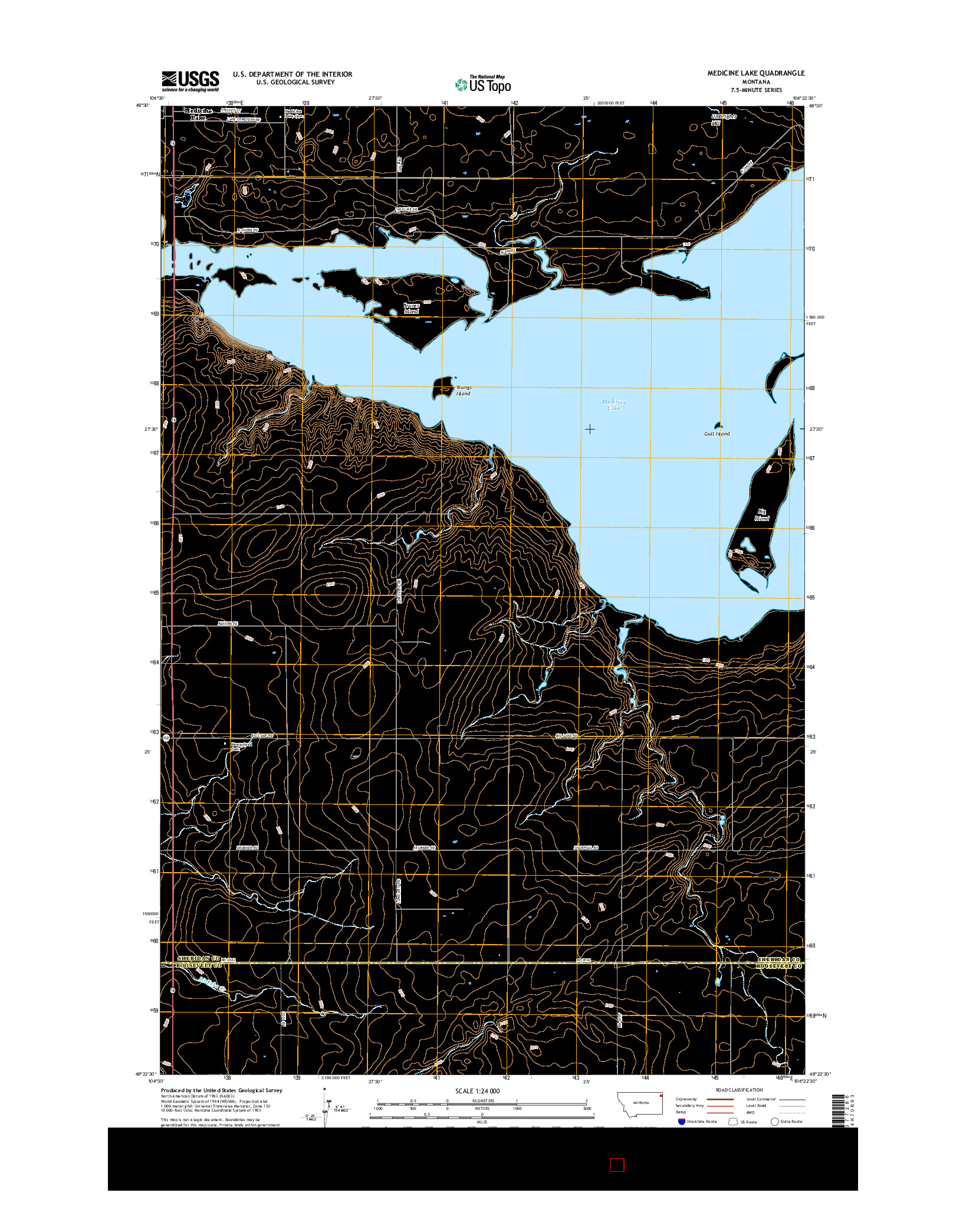 USGS US TOPO 7.5-MINUTE MAP FOR MEDICINE LAKE, MT 2017