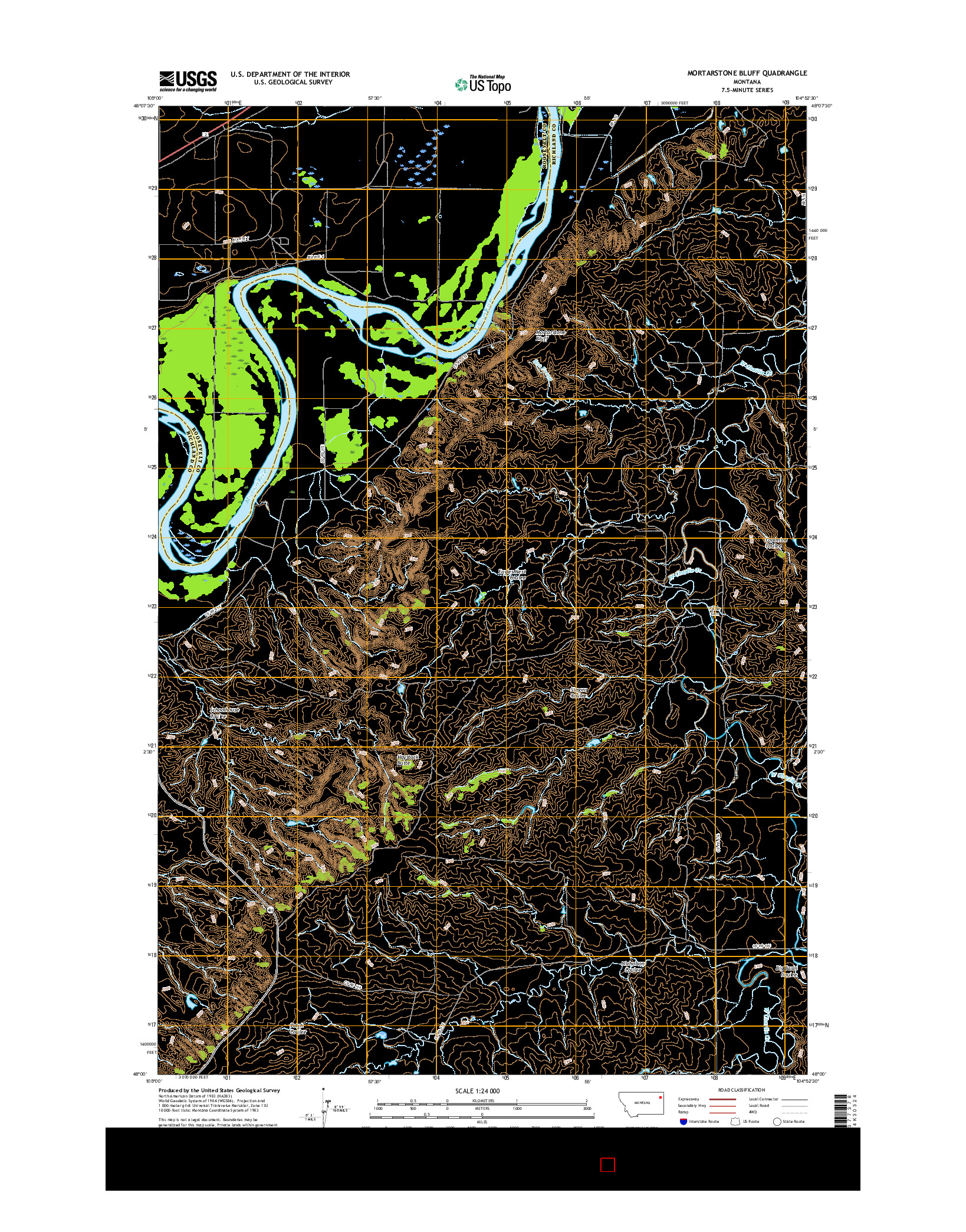 USGS US TOPO 7.5-MINUTE MAP FOR MORTARSTONE BLUFF, MT 2017