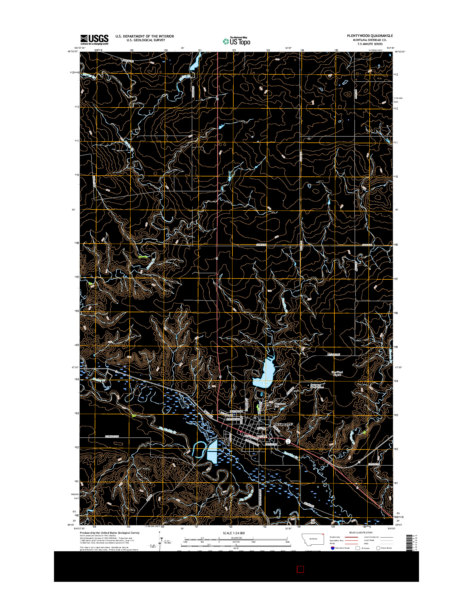 USGS US TOPO 7.5-MINUTE MAP FOR PLENTYWOOD, MT 2017