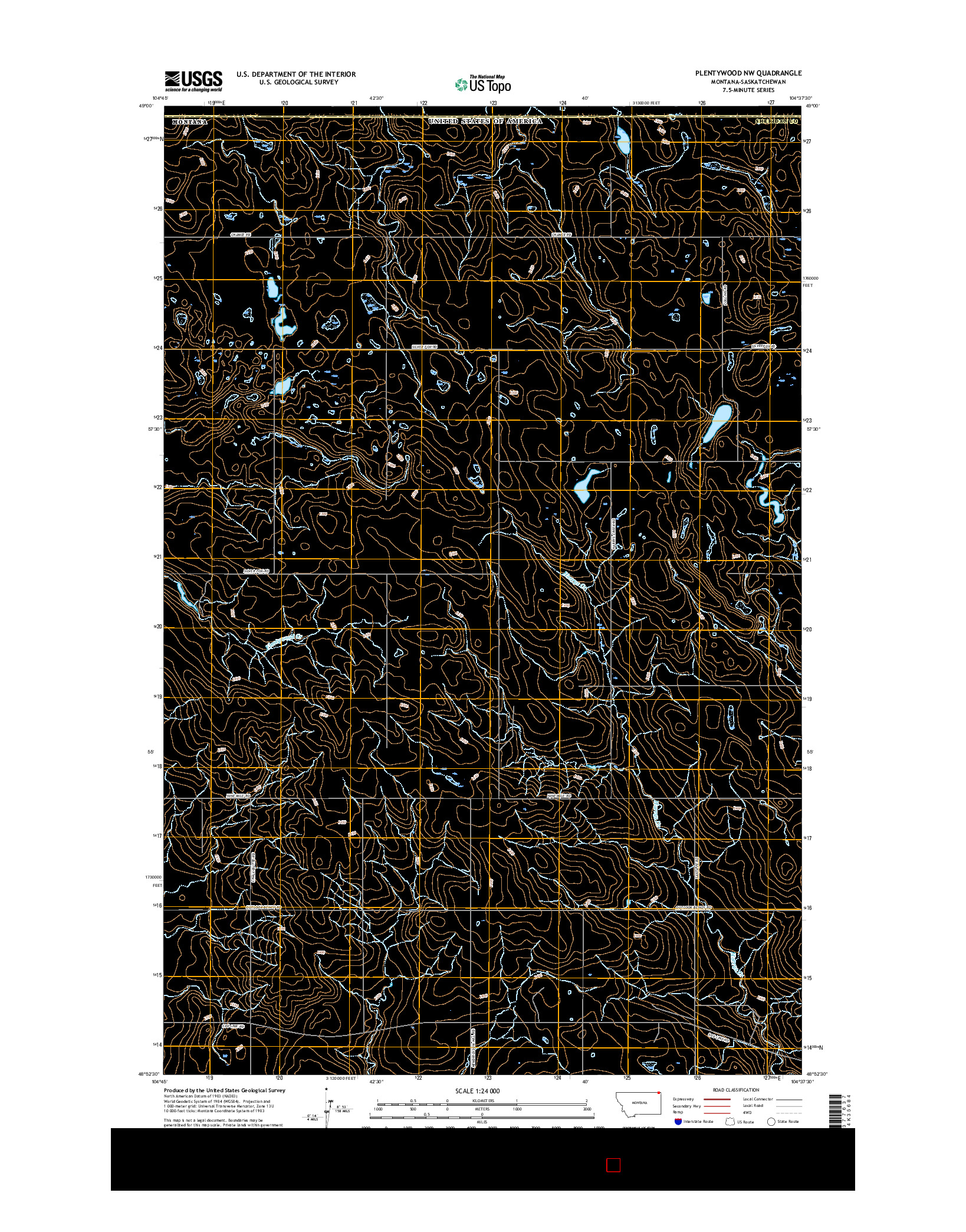 USGS US TOPO 7.5-MINUTE MAP FOR PLENTYWOOD NW, MT-SK 2017