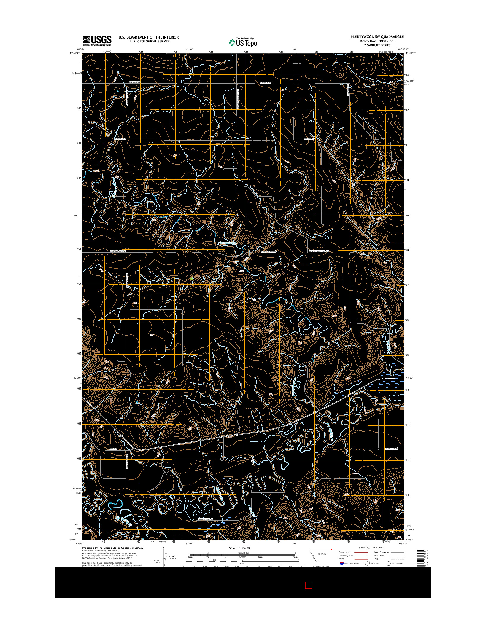 USGS US TOPO 7.5-MINUTE MAP FOR PLENTYWOOD SW, MT 2017