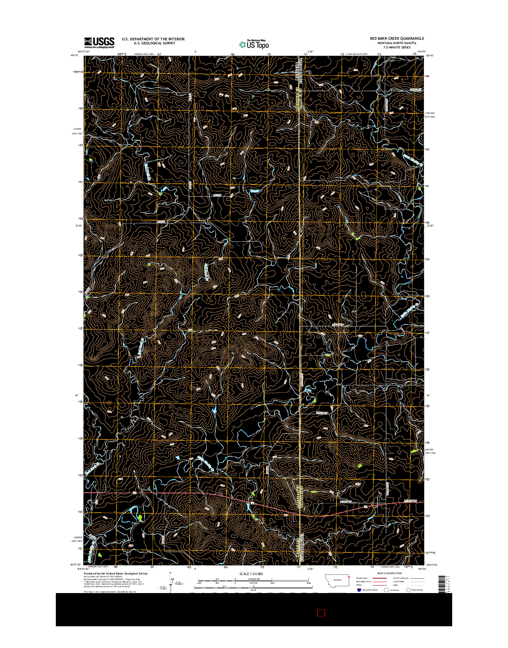 USGS US TOPO 7.5-MINUTE MAP FOR RED BANK CREEK, MT-ND 2017