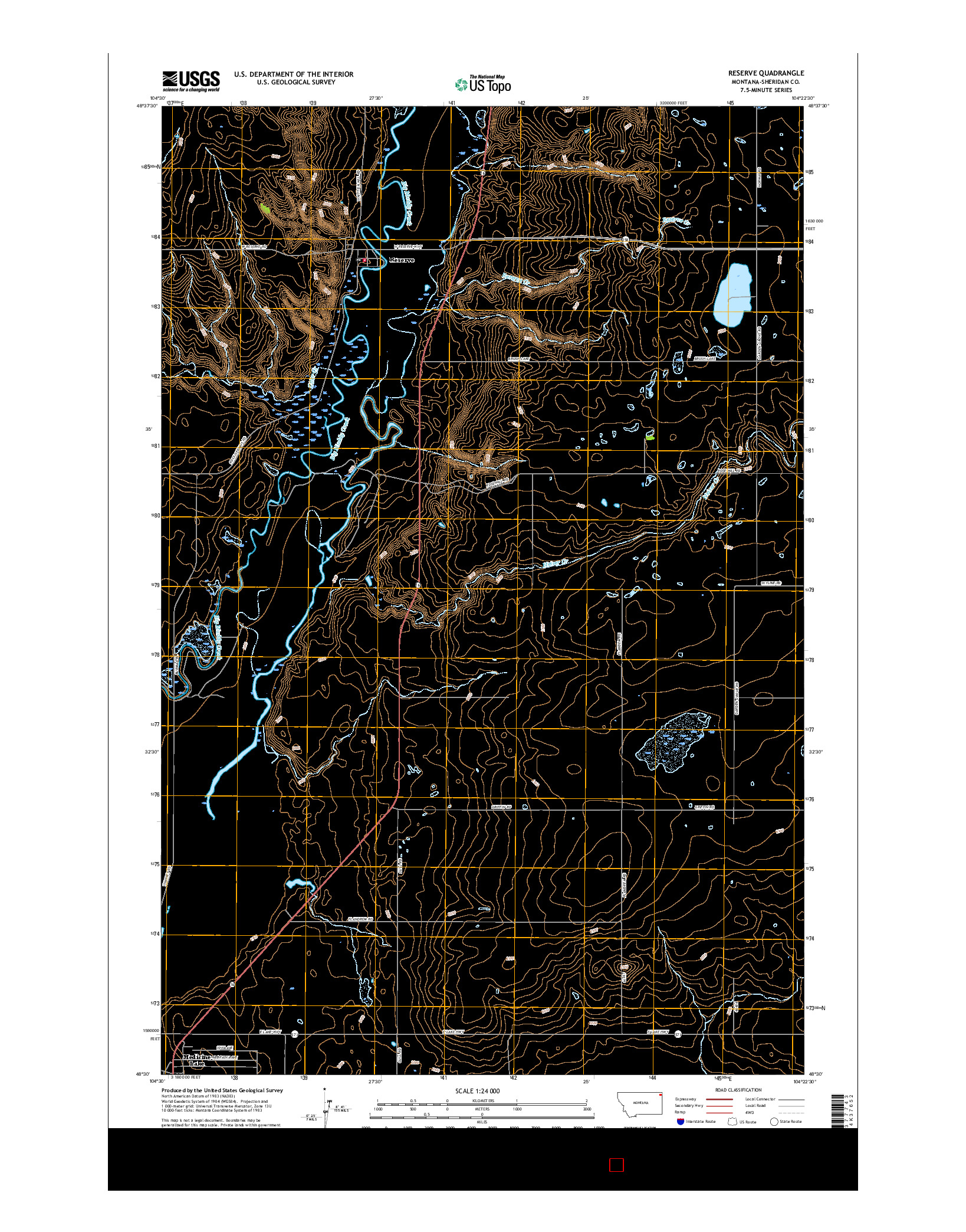 USGS US TOPO 7.5-MINUTE MAP FOR RESERVE, MT 2017