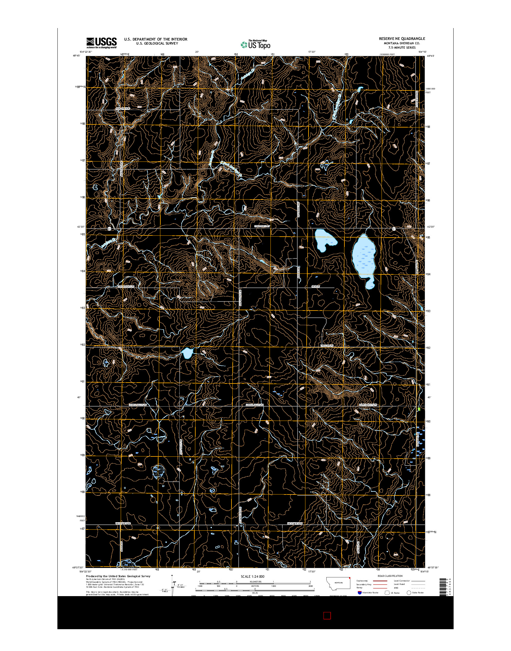 USGS US TOPO 7.5-MINUTE MAP FOR RESERVE NE, MT 2017