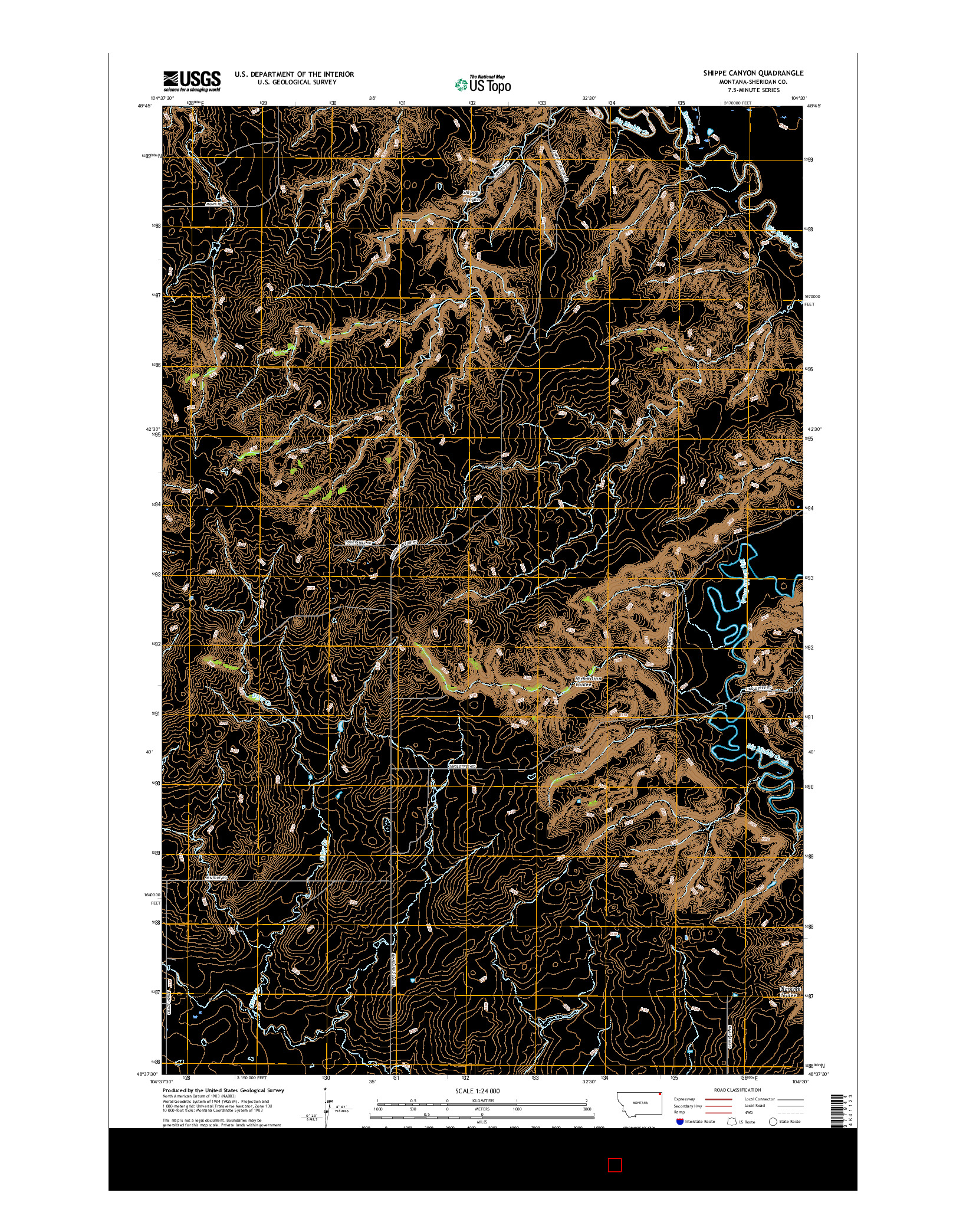 USGS US TOPO 7.5-MINUTE MAP FOR SHIPPE CANYON, MT 2017