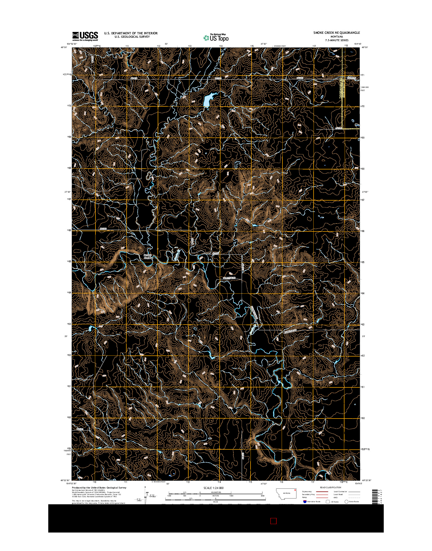 USGS US TOPO 7.5-MINUTE MAP FOR SMOKE CREEK NE, MT 2017