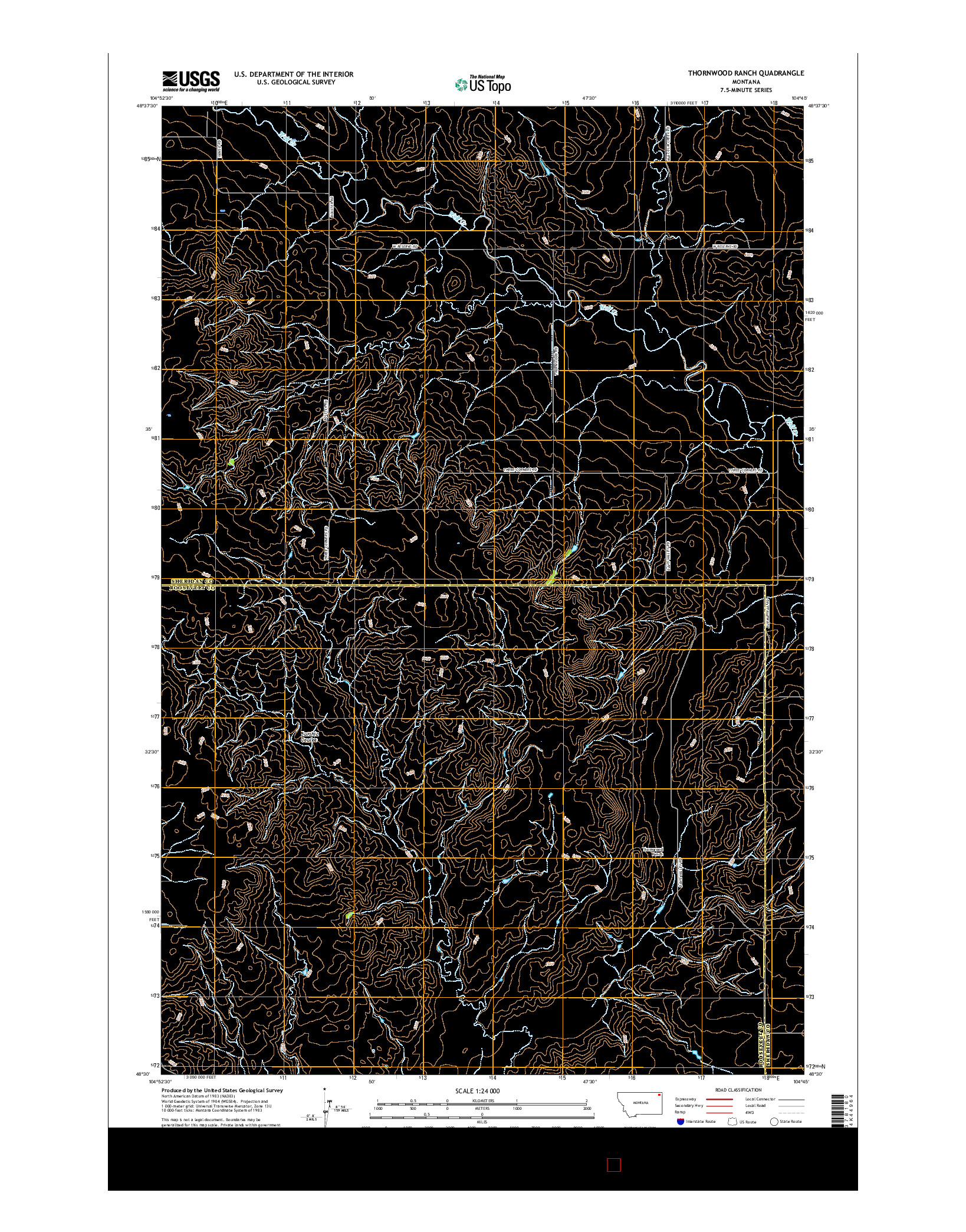 USGS US TOPO 7.5-MINUTE MAP FOR THORNWOOD RANCH, MT 2017