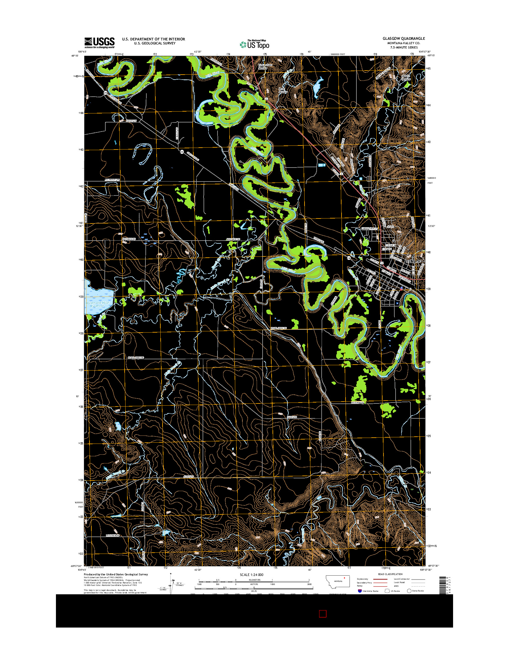 USGS US TOPO 7.5-MINUTE MAP FOR GLASGOW, MT 2017