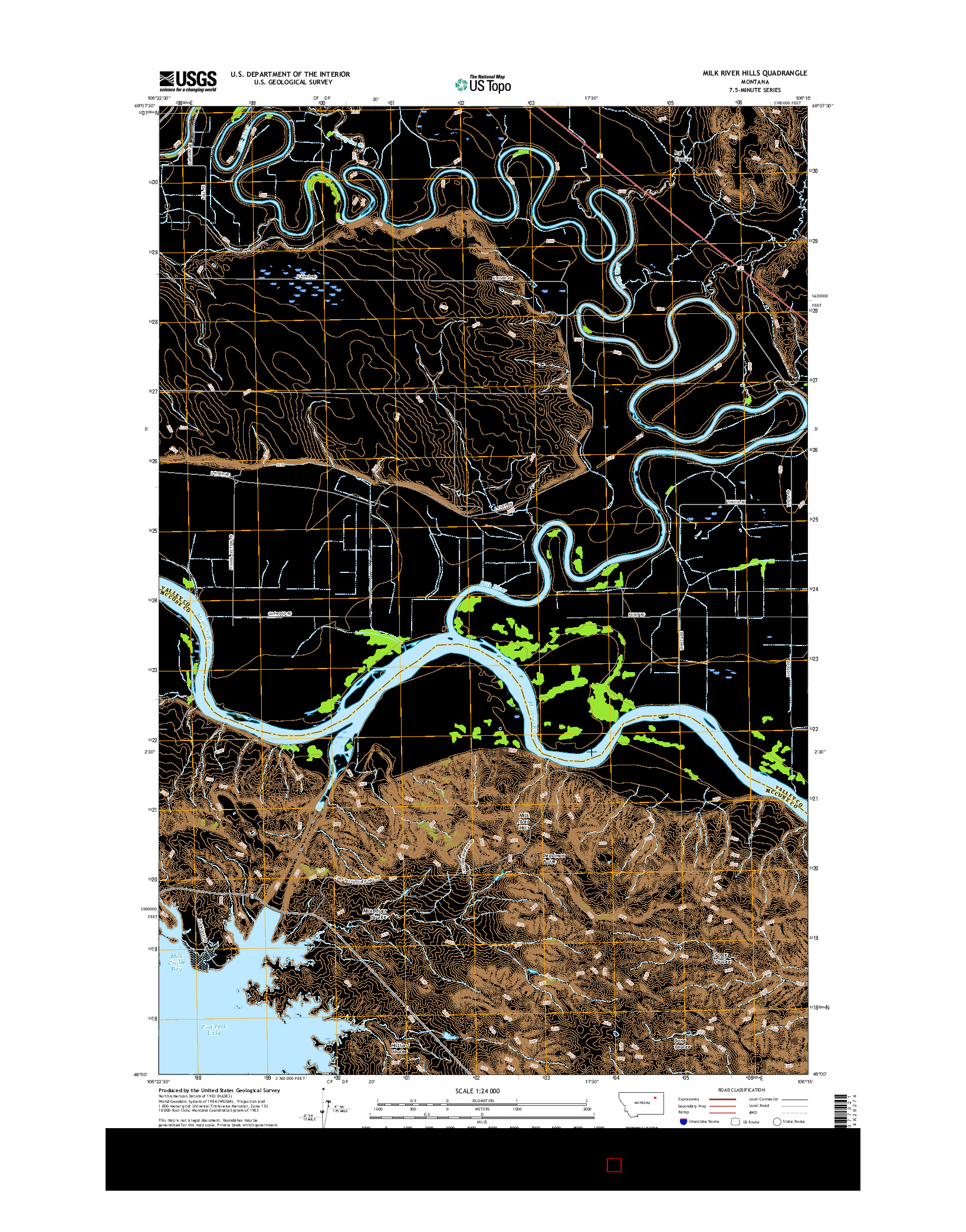 USGS US TOPO 7.5-MINUTE MAP FOR MILK RIVER HILLS, MT 2017