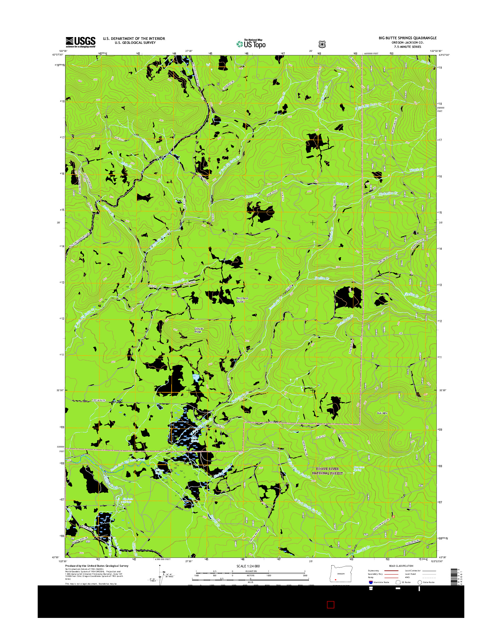 USGS US TOPO 7.5-MINUTE MAP FOR BIG BUTTE SPRINGS, OR 2017