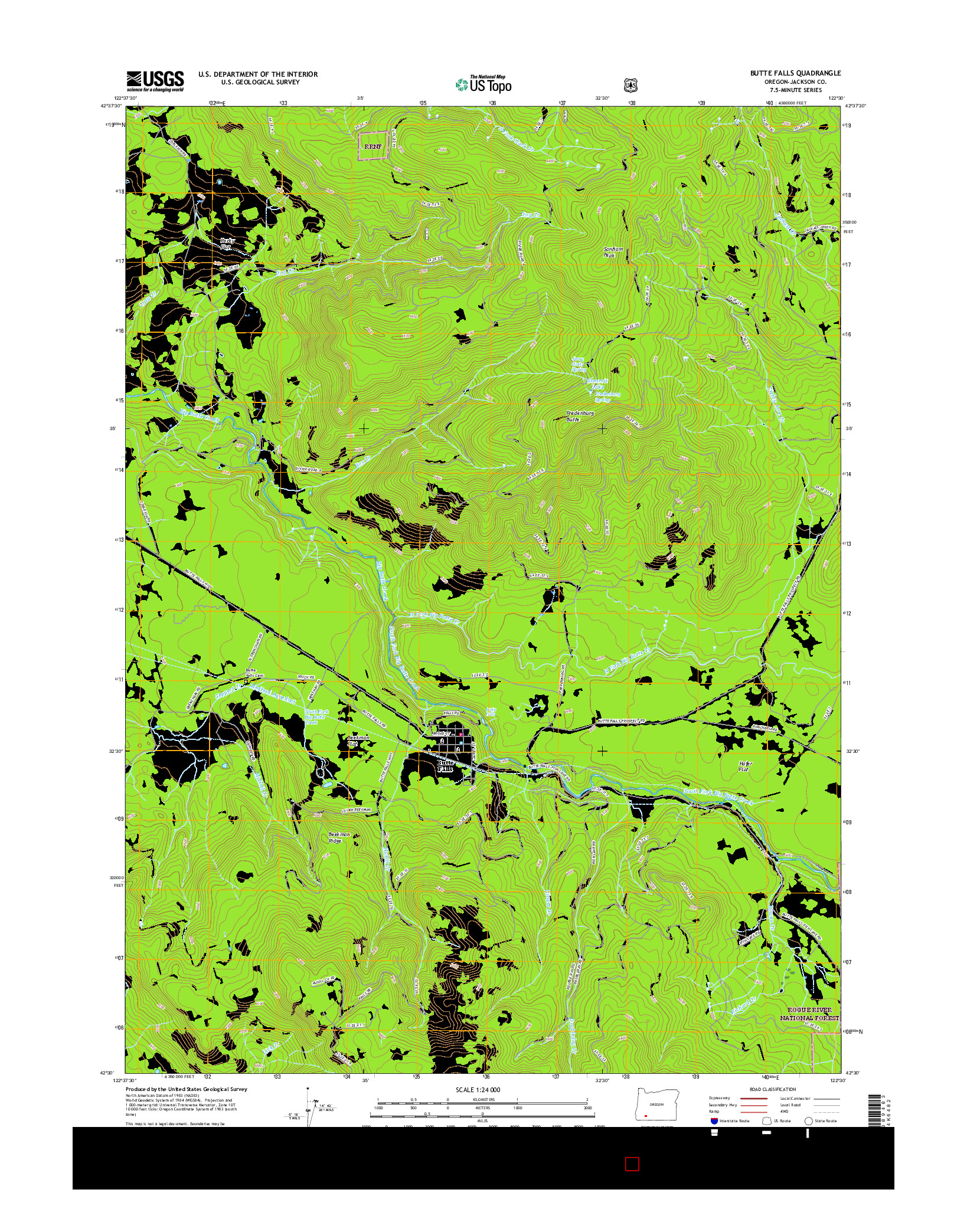 USGS US TOPO 7.5-MINUTE MAP FOR BUTTE FALLS, OR 2017