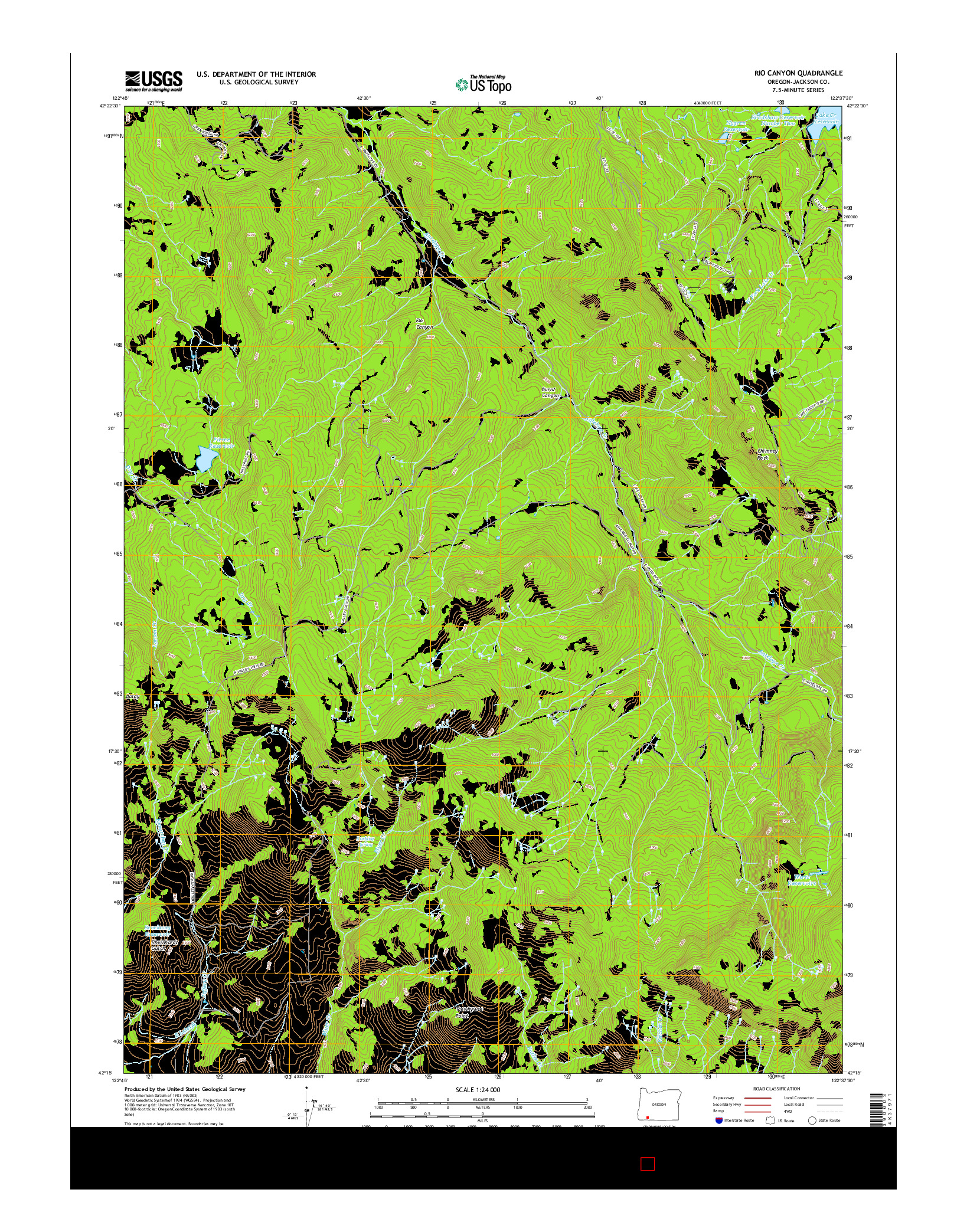 USGS US TOPO 7.5-MINUTE MAP FOR RIO CANYON, OR 2017