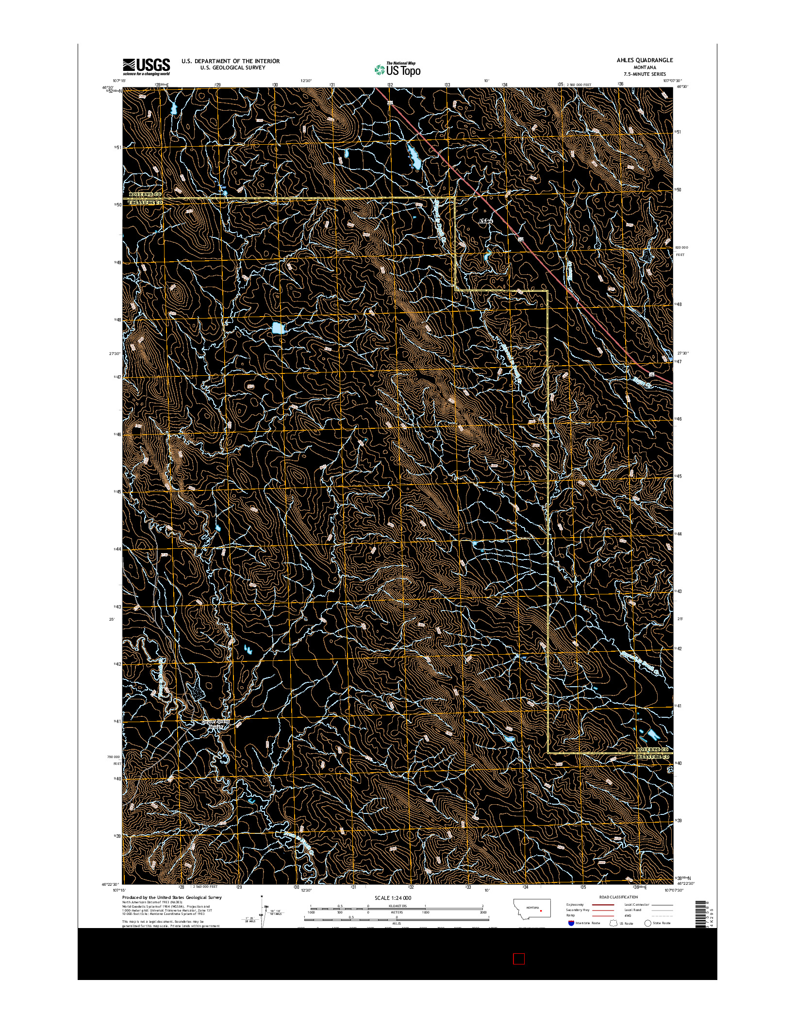 USGS US TOPO 7.5-MINUTE MAP FOR AHLES, MT 2017