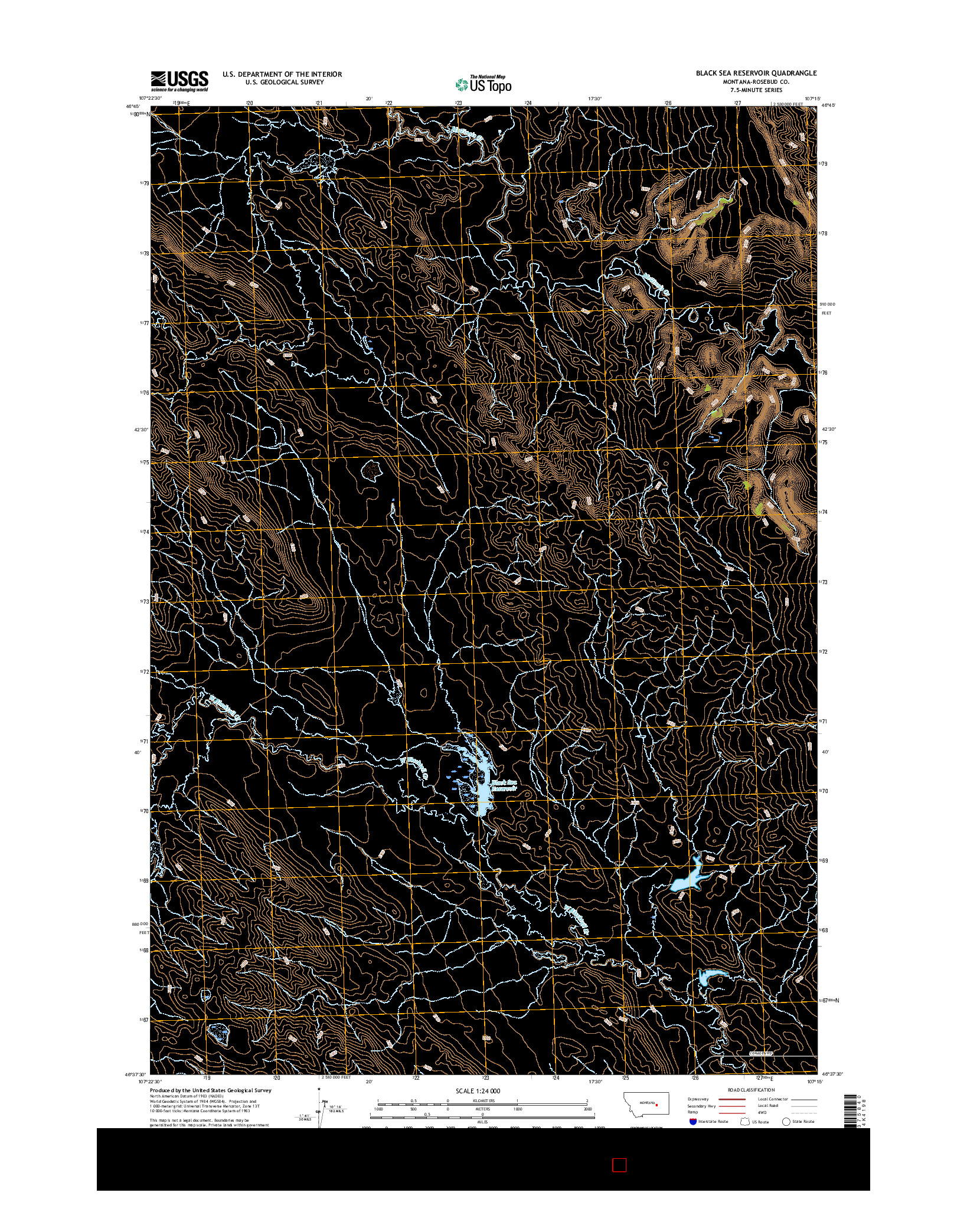 USGS US TOPO 7.5-MINUTE MAP FOR BLACK SEA RESERVOIR, MT 2017