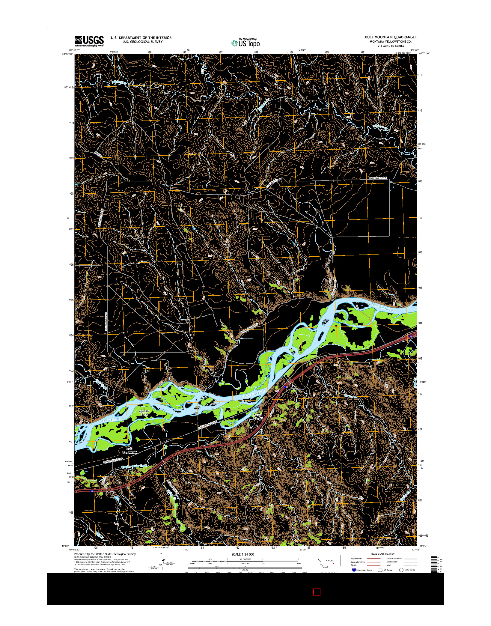 USGS US TOPO 7.5-MINUTE MAP FOR BULL MOUNTAIN, MT 2017