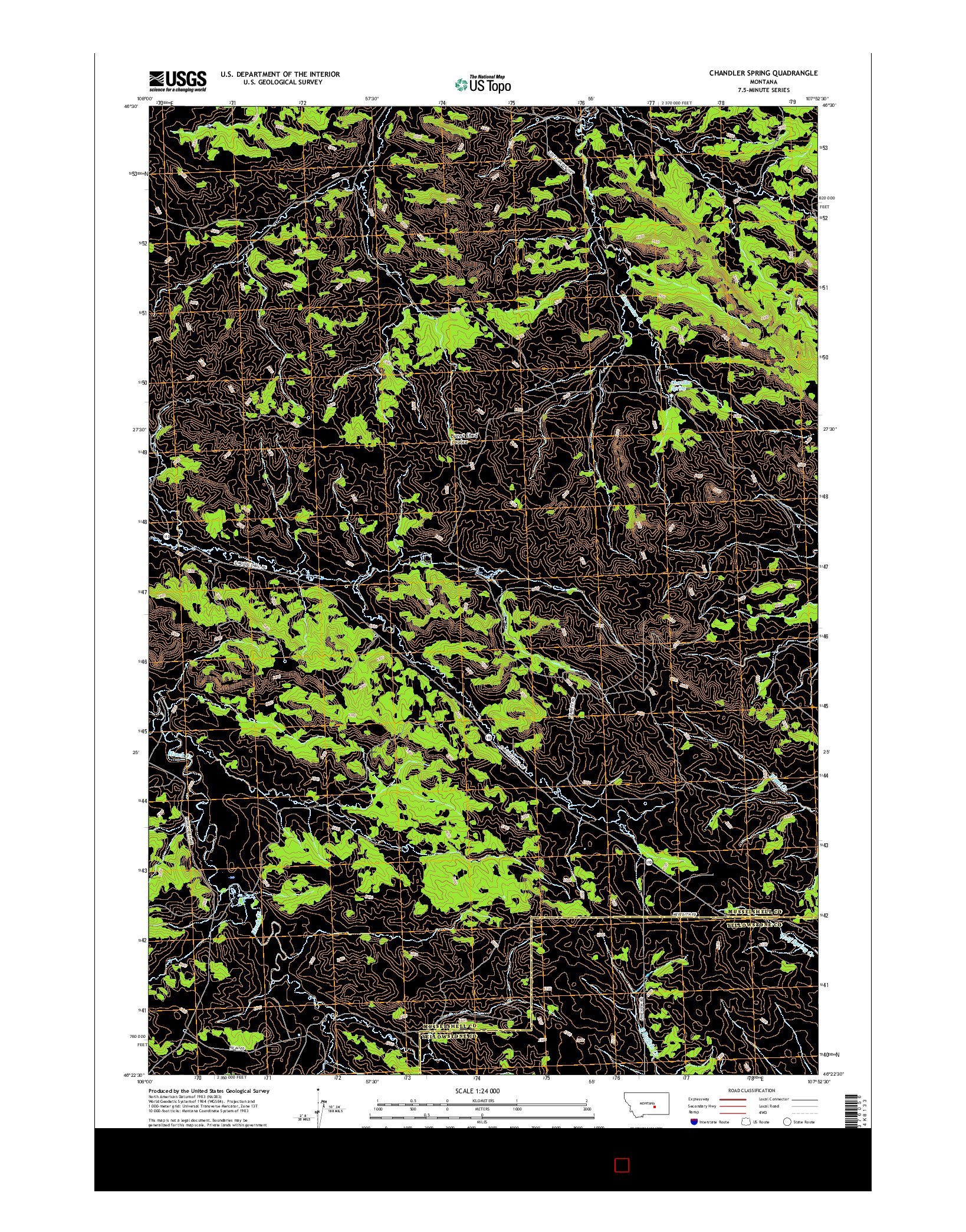 USGS US TOPO 7.5-MINUTE MAP FOR CHANDLER SPRING, MT 2017