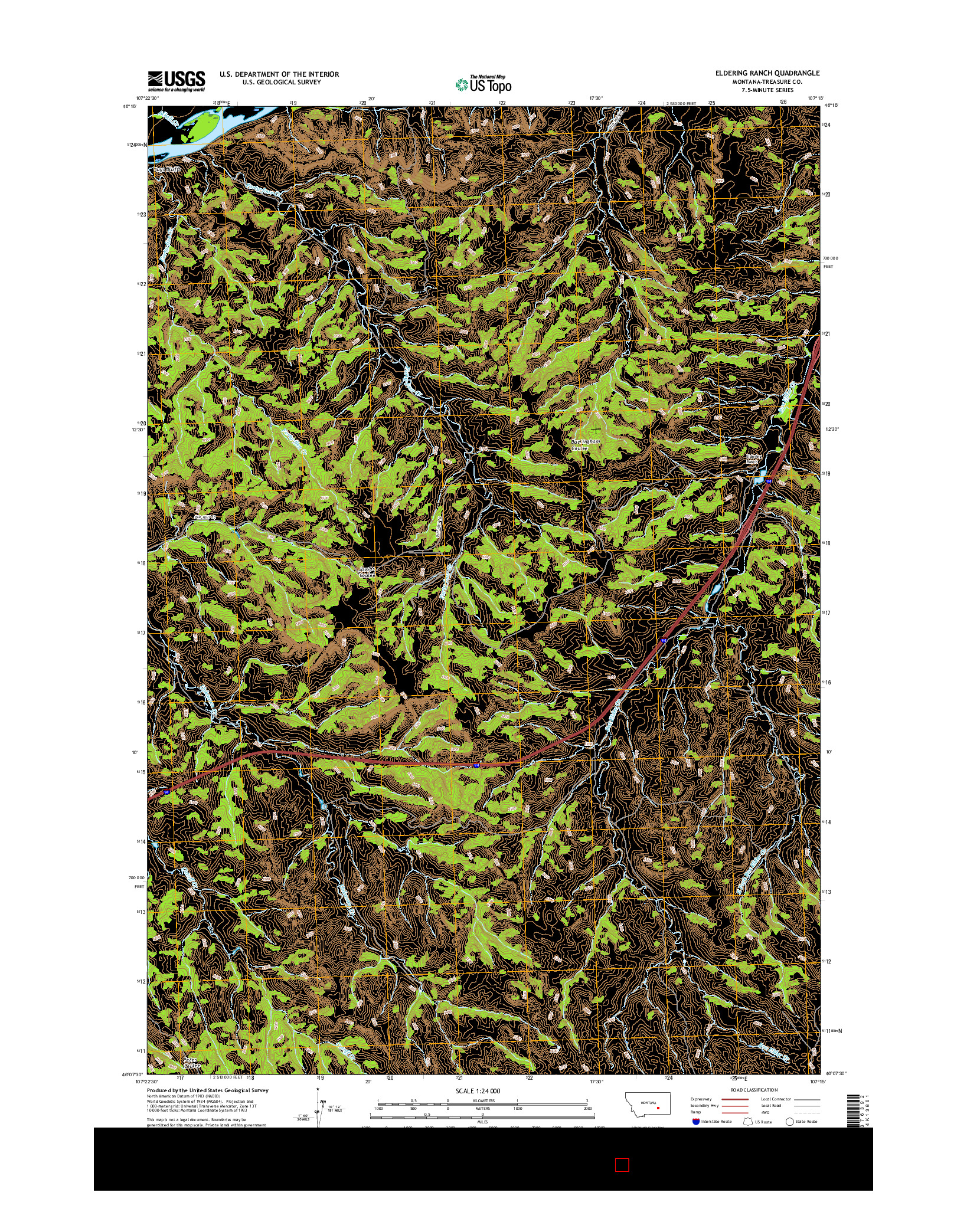 USGS US TOPO 7.5-MINUTE MAP FOR ELDERING RANCH, MT 2017