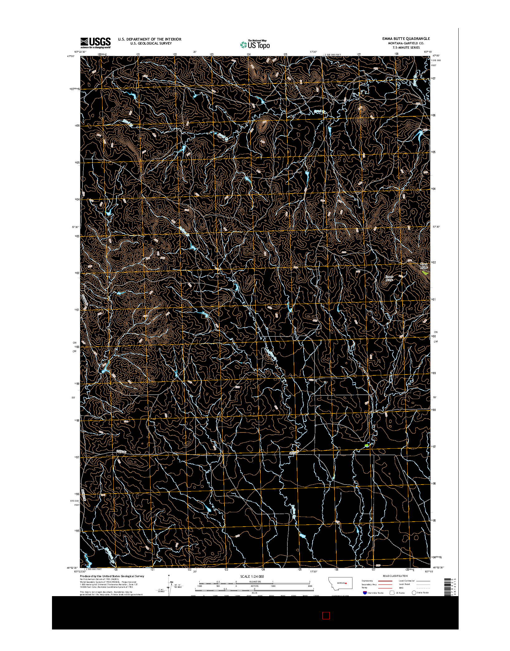 USGS US TOPO 7.5-MINUTE MAP FOR EMMA BUTTE, MT 2017