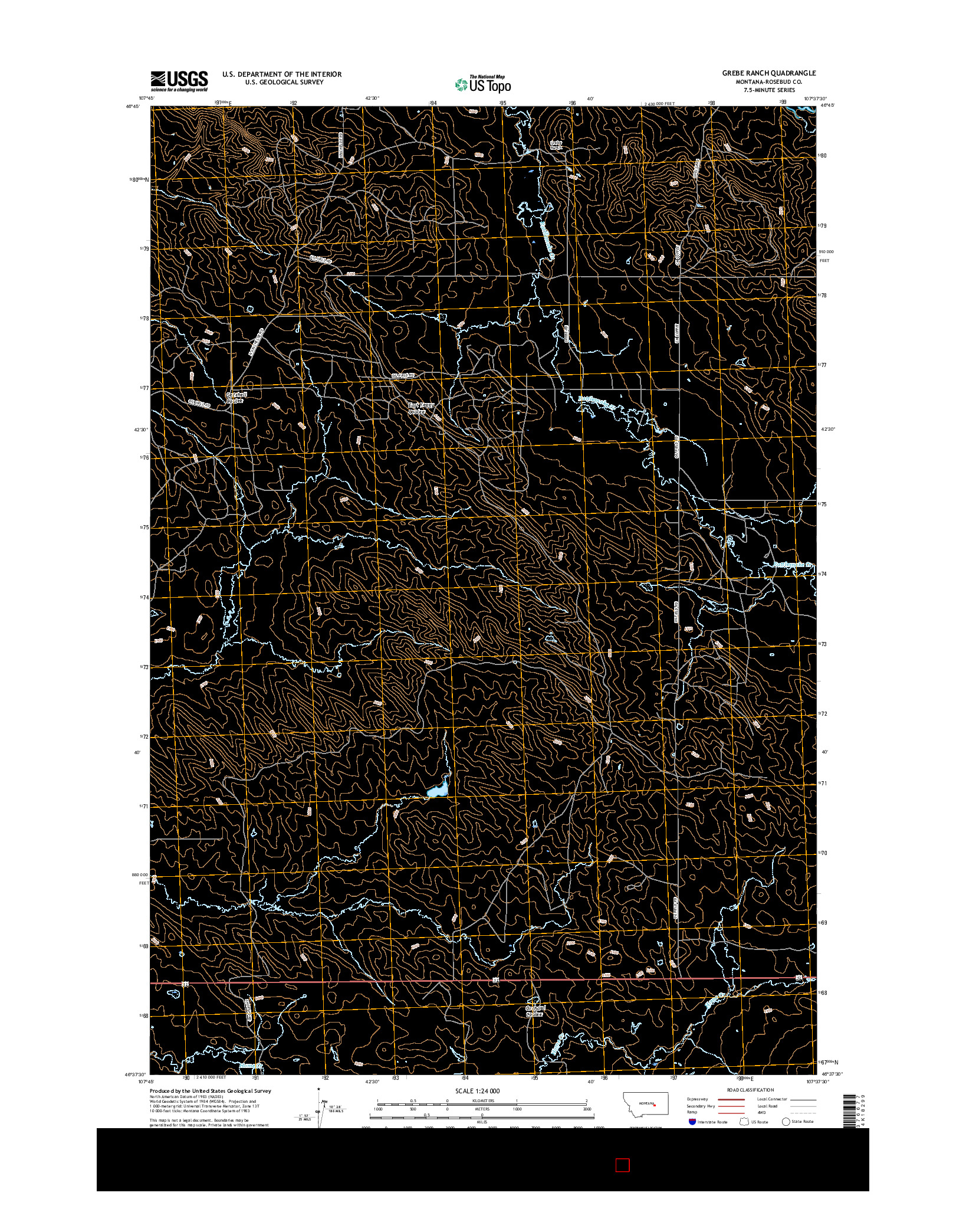 USGS US TOPO 7.5-MINUTE MAP FOR GREBE RANCH, MT 2017