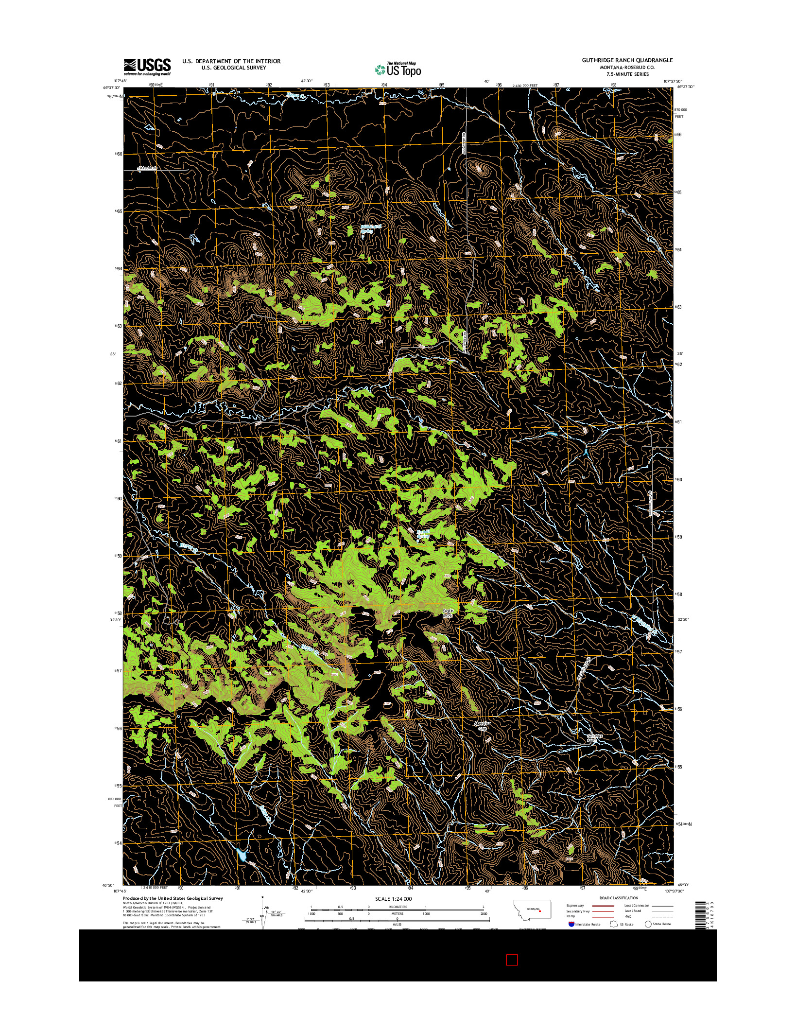 USGS US TOPO 7.5-MINUTE MAP FOR GUTHRIDGE RANCH, MT 2017