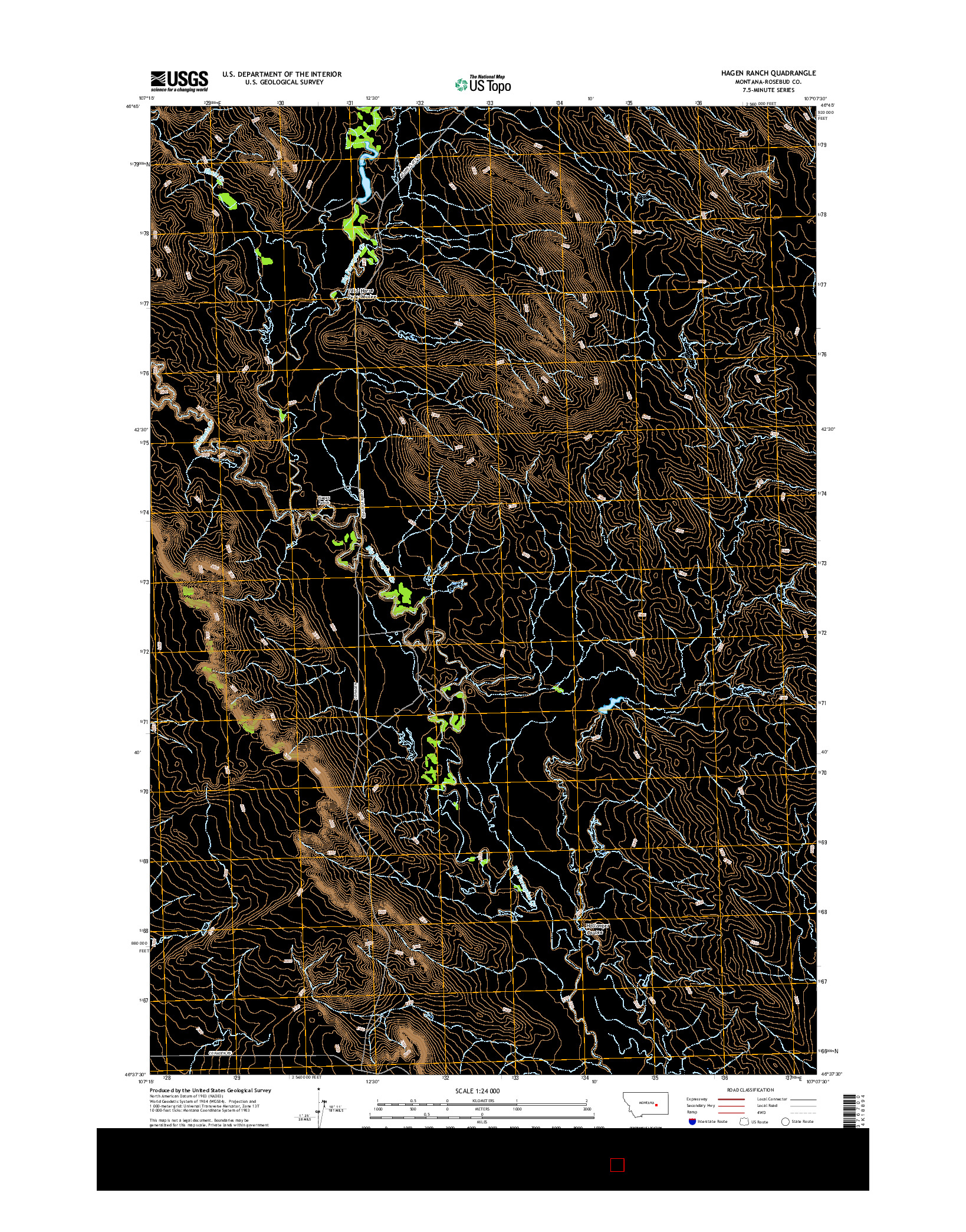 USGS US TOPO 7.5-MINUTE MAP FOR HAGEN RANCH, MT 2017