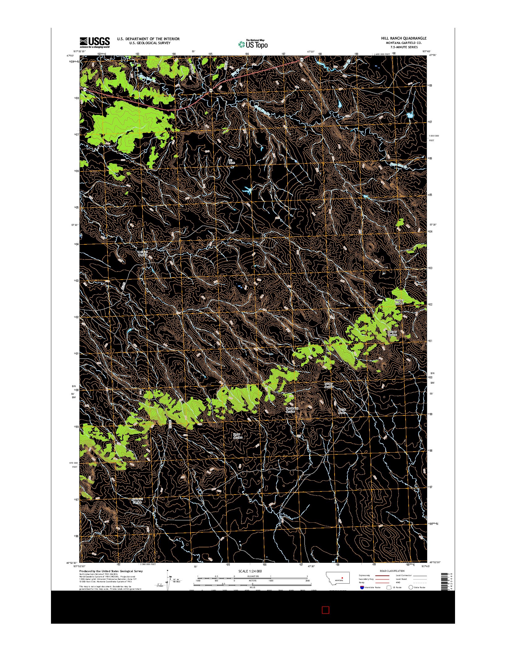 USGS US TOPO 7.5-MINUTE MAP FOR HILL RANCH, MT 2017