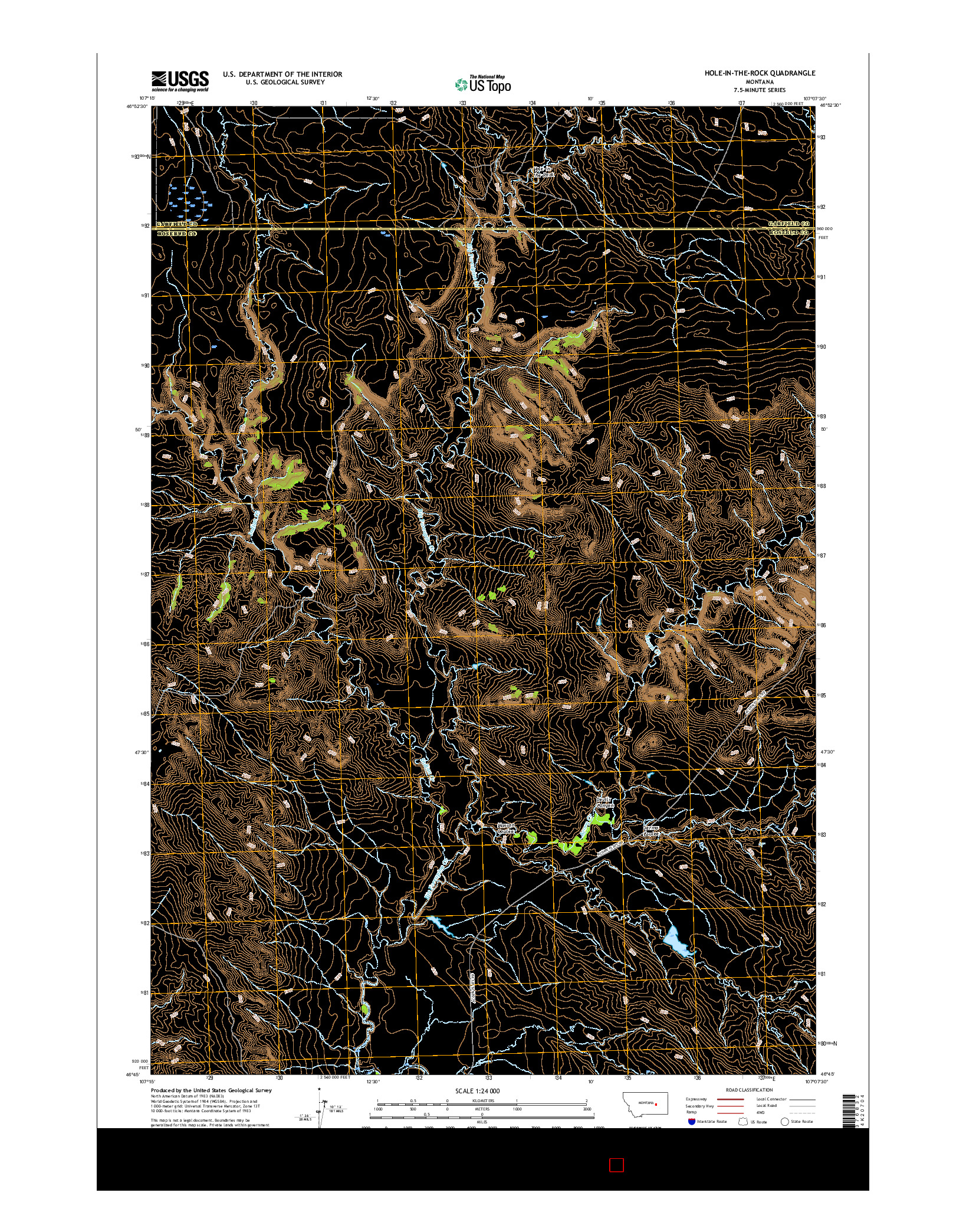 USGS US TOPO 7.5-MINUTE MAP FOR HOLE-IN-THE-ROCK, MT 2017