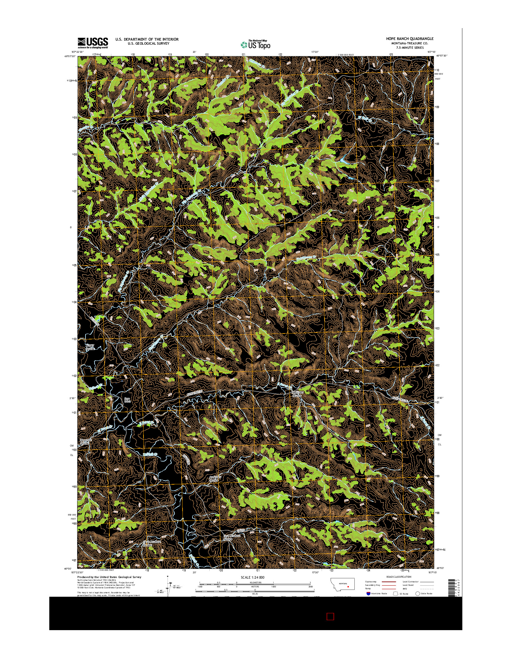 USGS US TOPO 7.5-MINUTE MAP FOR HOPE RANCH, MT 2017