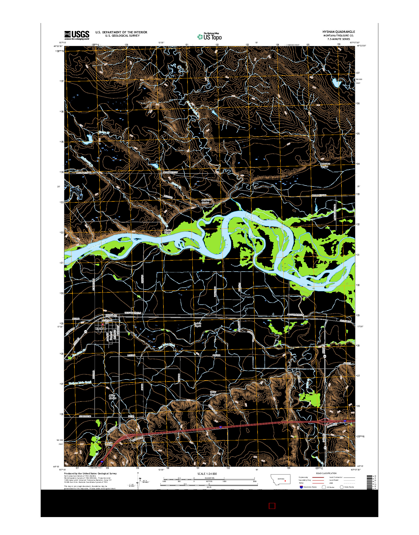 USGS US TOPO 7.5-MINUTE MAP FOR HYSHAM, MT 2017