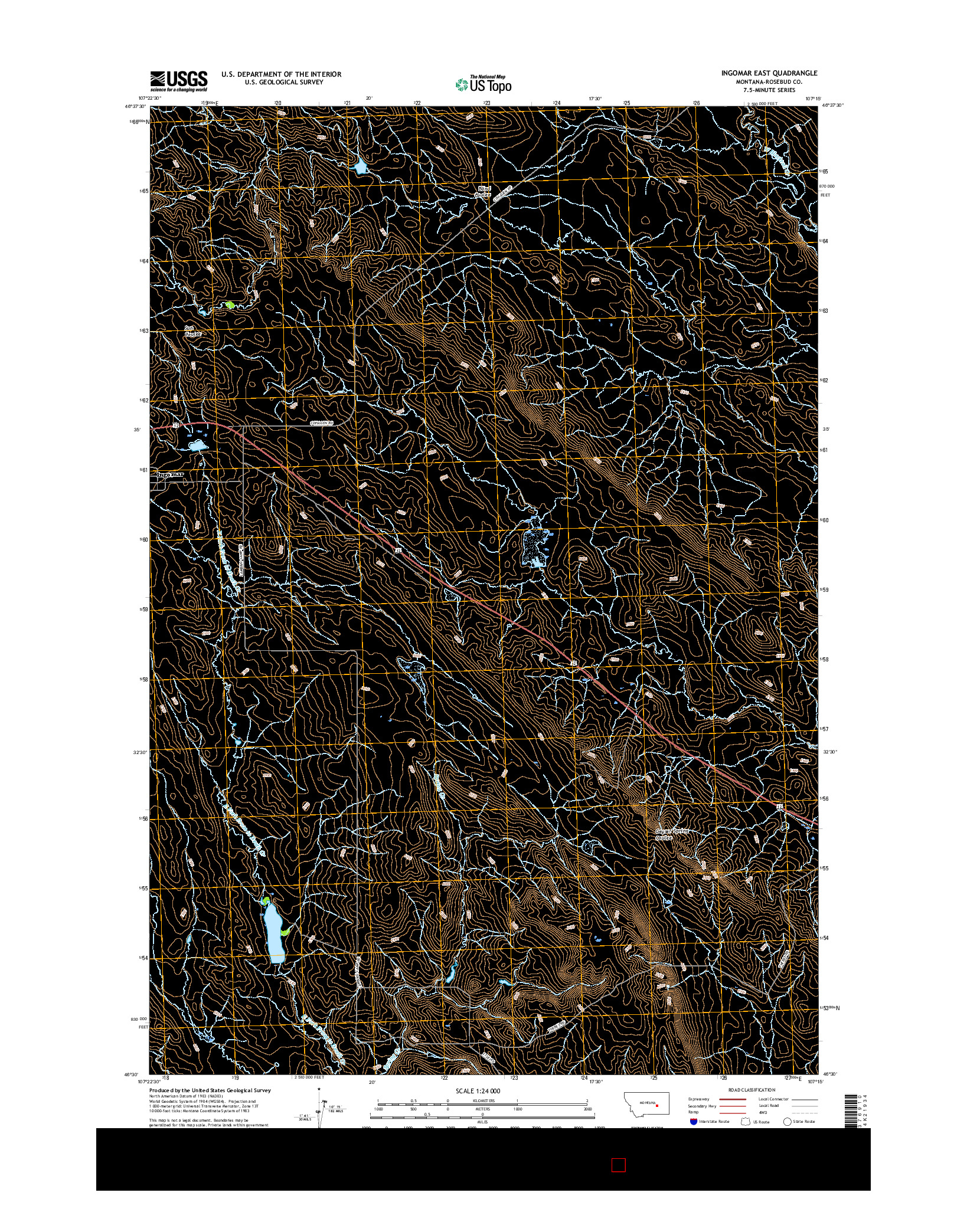 USGS US TOPO 7.5-MINUTE MAP FOR INGOMAR EAST, MT 2017