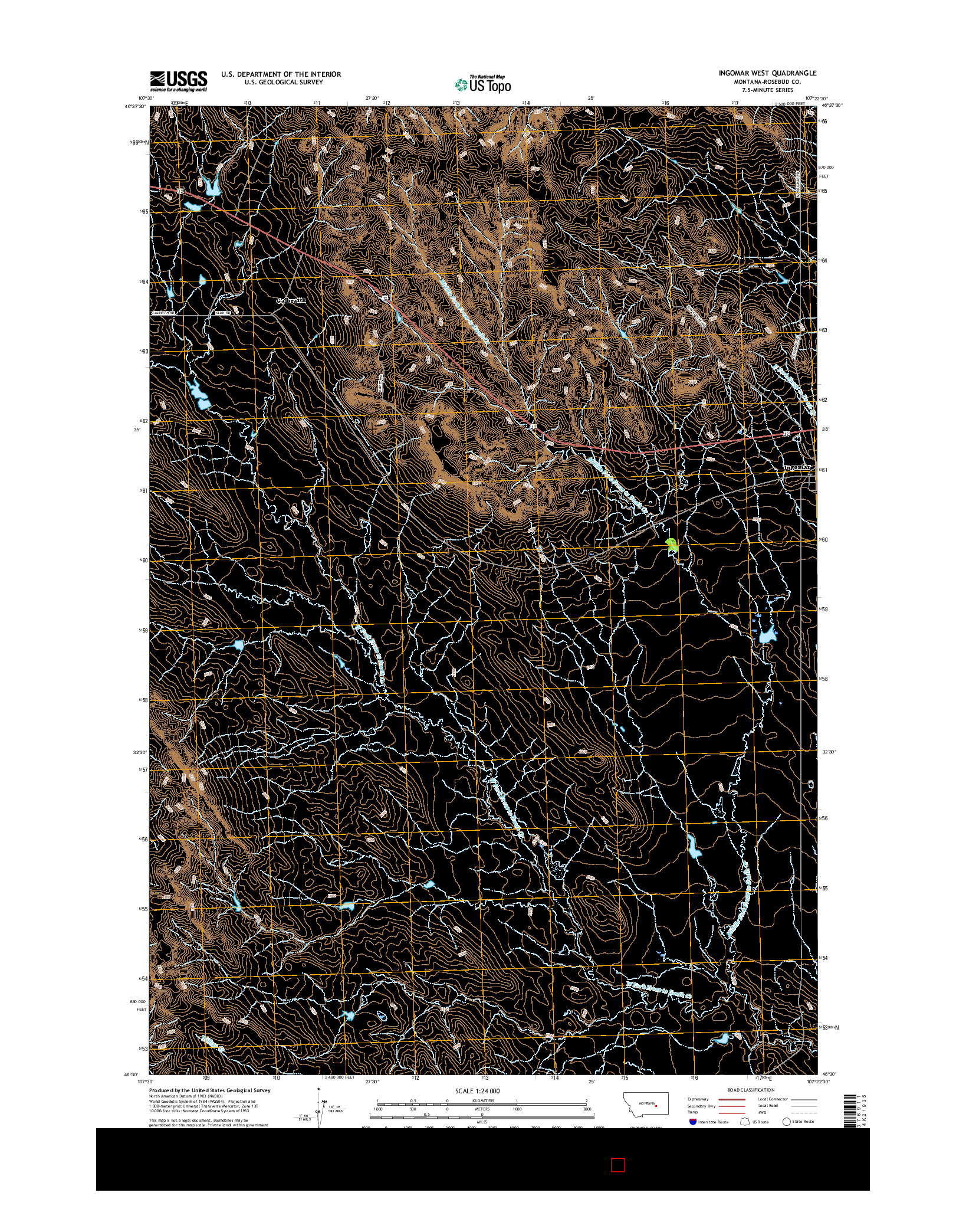 USGS US TOPO 7.5-MINUTE MAP FOR INGOMAR WEST, MT 2017