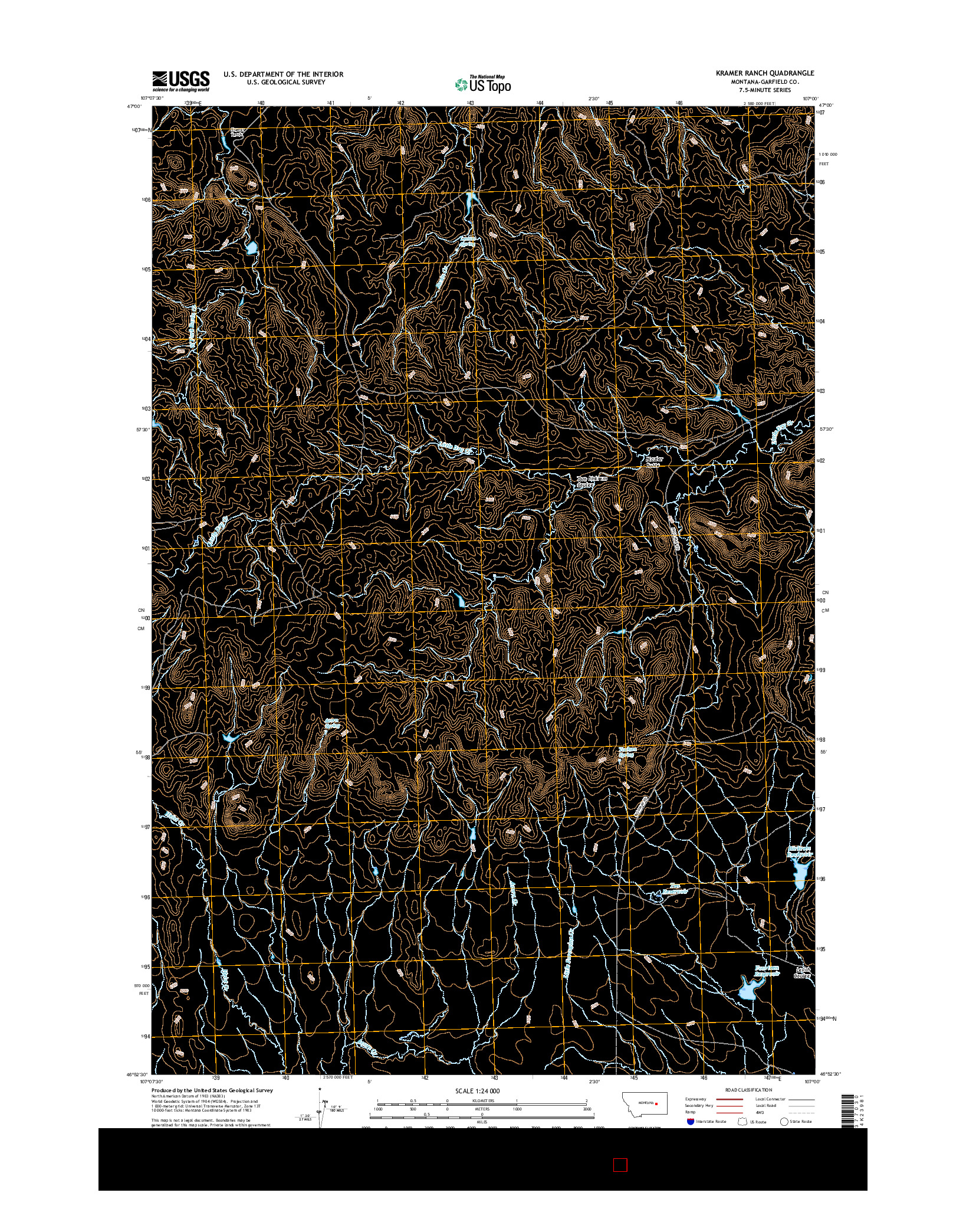 USGS US TOPO 7.5-MINUTE MAP FOR KRAMER RANCH, MT 2017